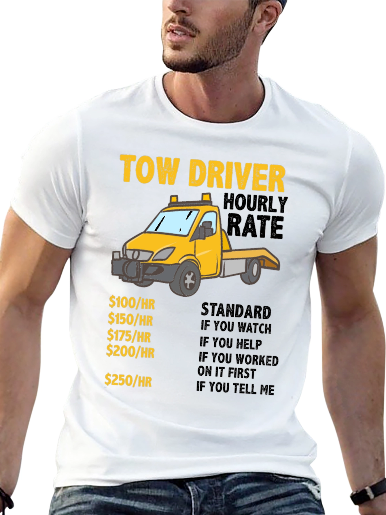 Black Tow Driver Hourly Rate T-Shirt view 13