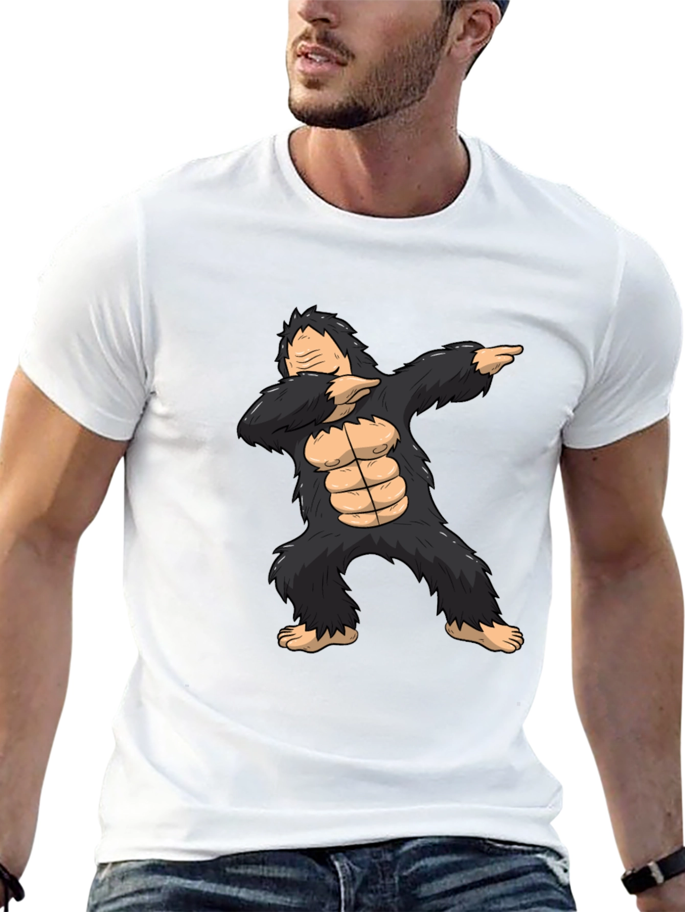 Black Dabbing Gorilla Graphic Tee - Black view 13