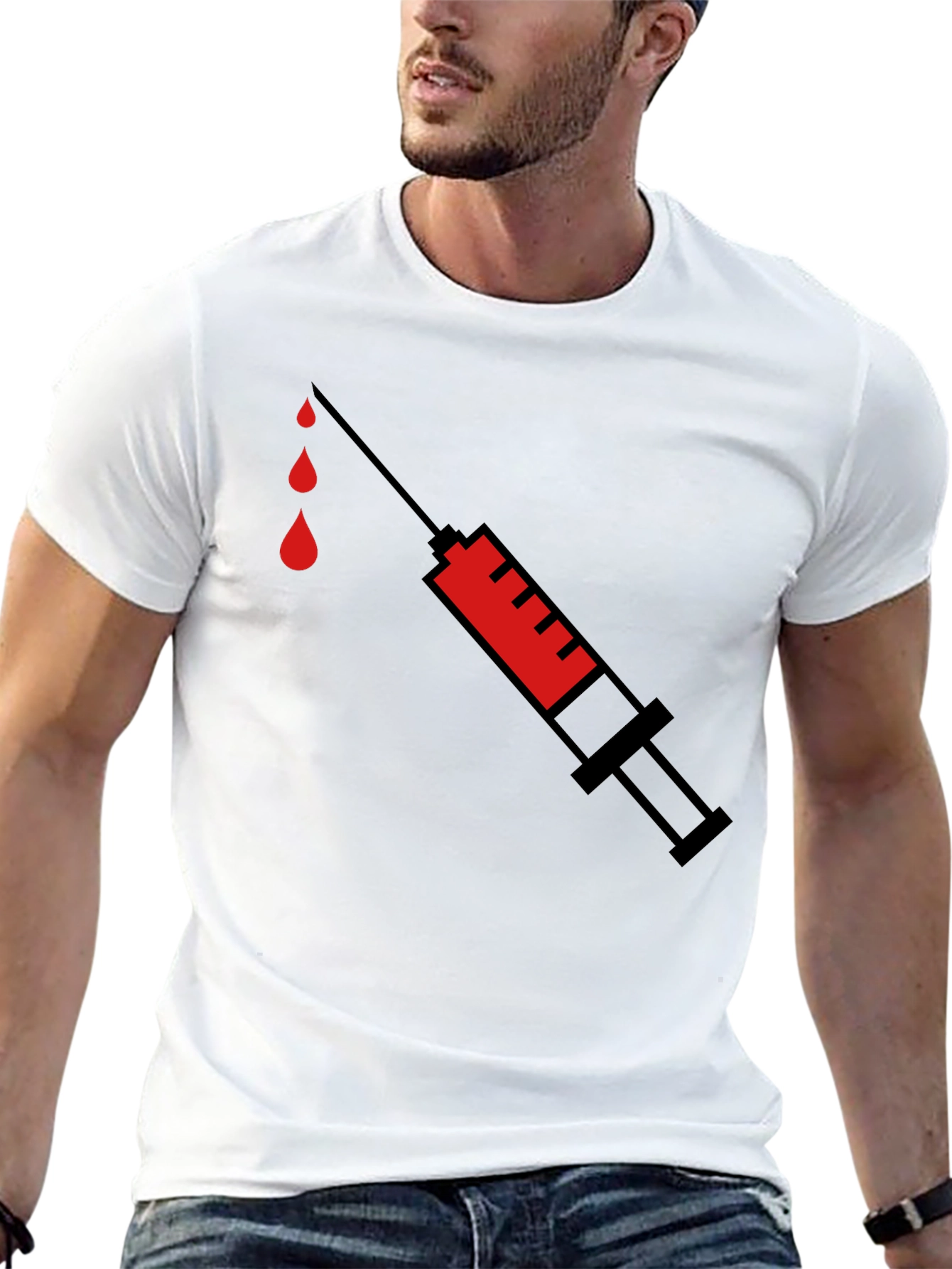 Black Syringe Graphic Tee - Black Cotton T-Shirt view 13