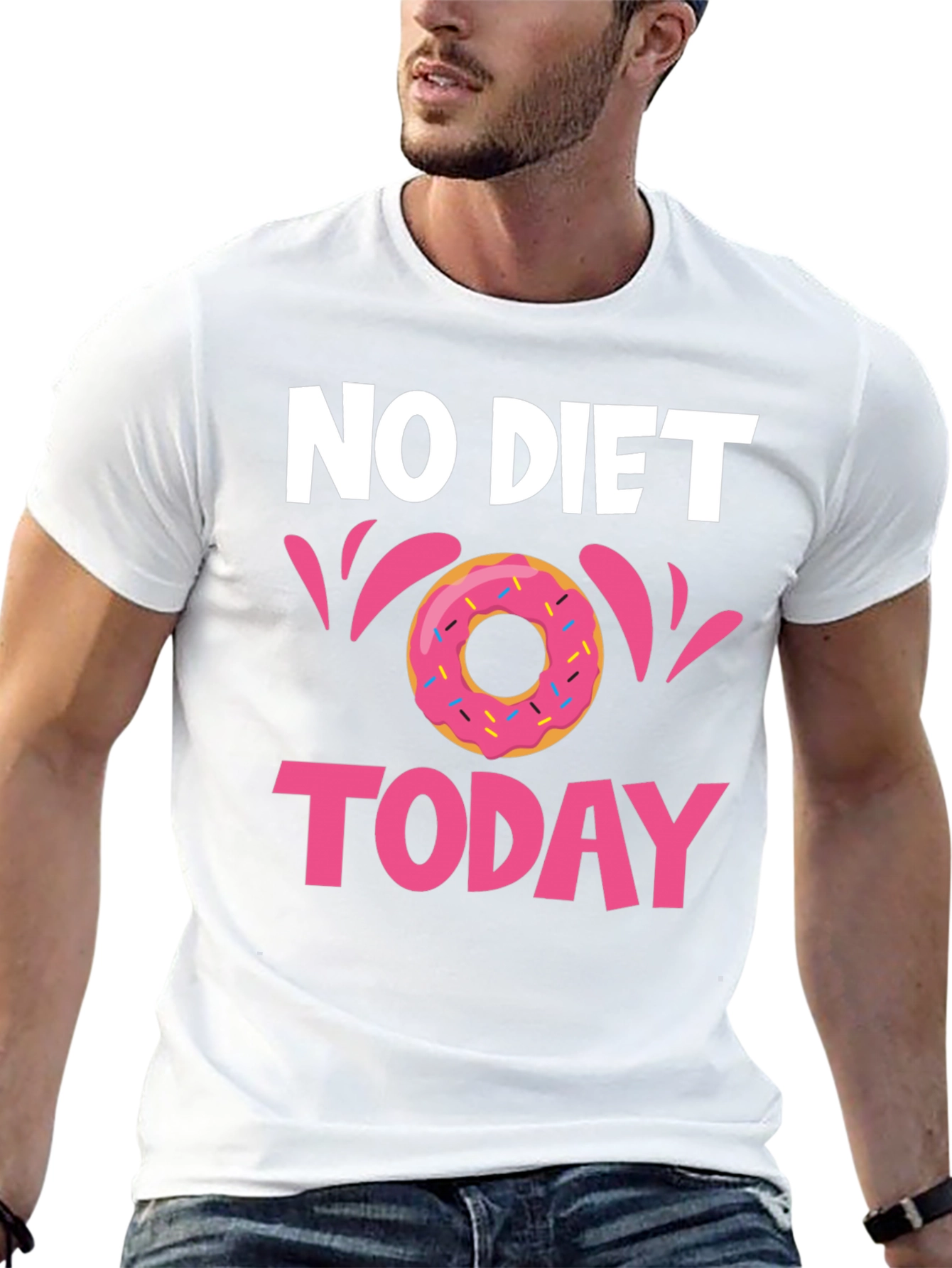 Black No Diet Today Donut T-Shirt - Fun Casual Tee view 13