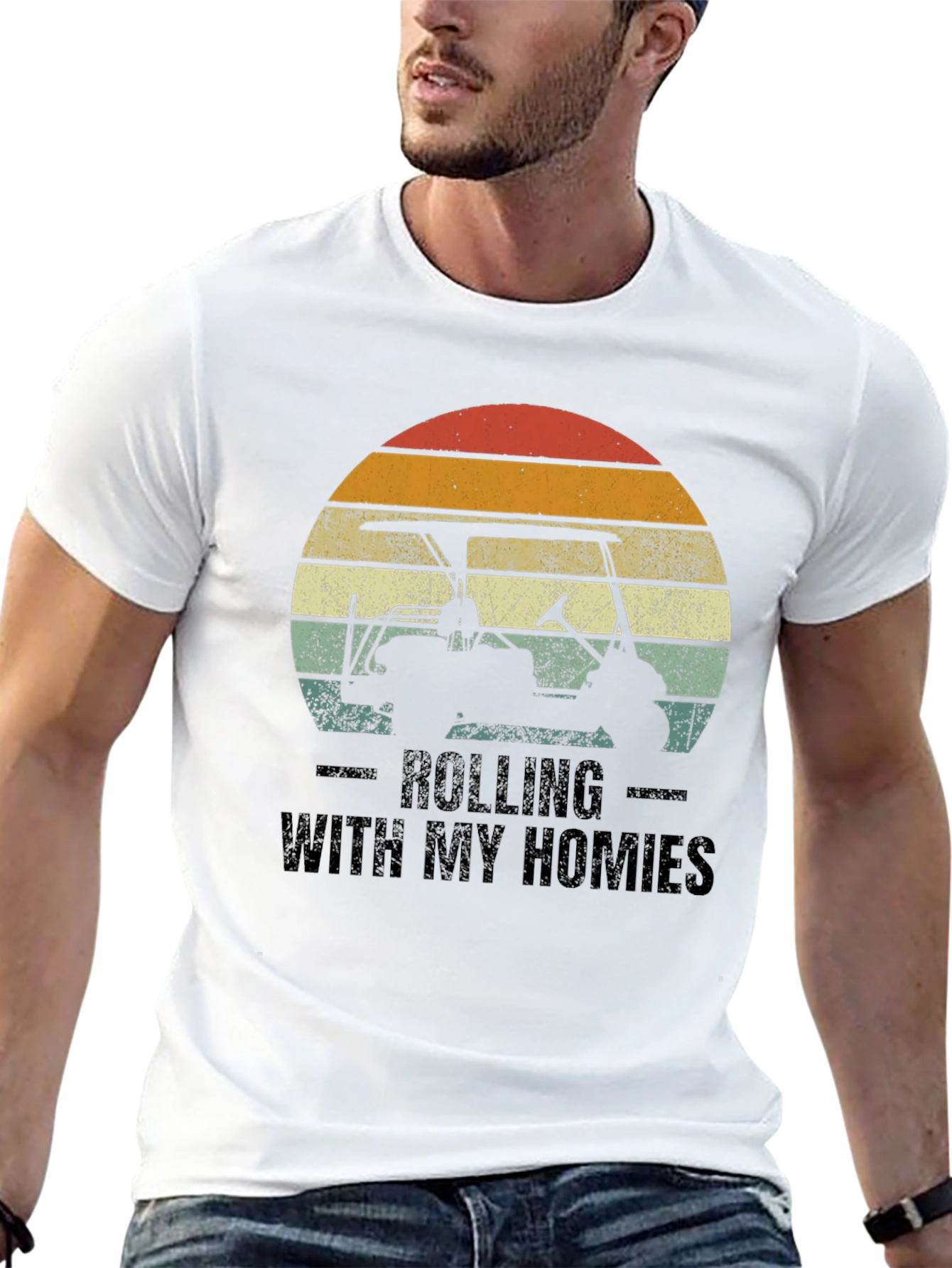 Black Rolling with My Homies Golf Cart Black Tee view 13