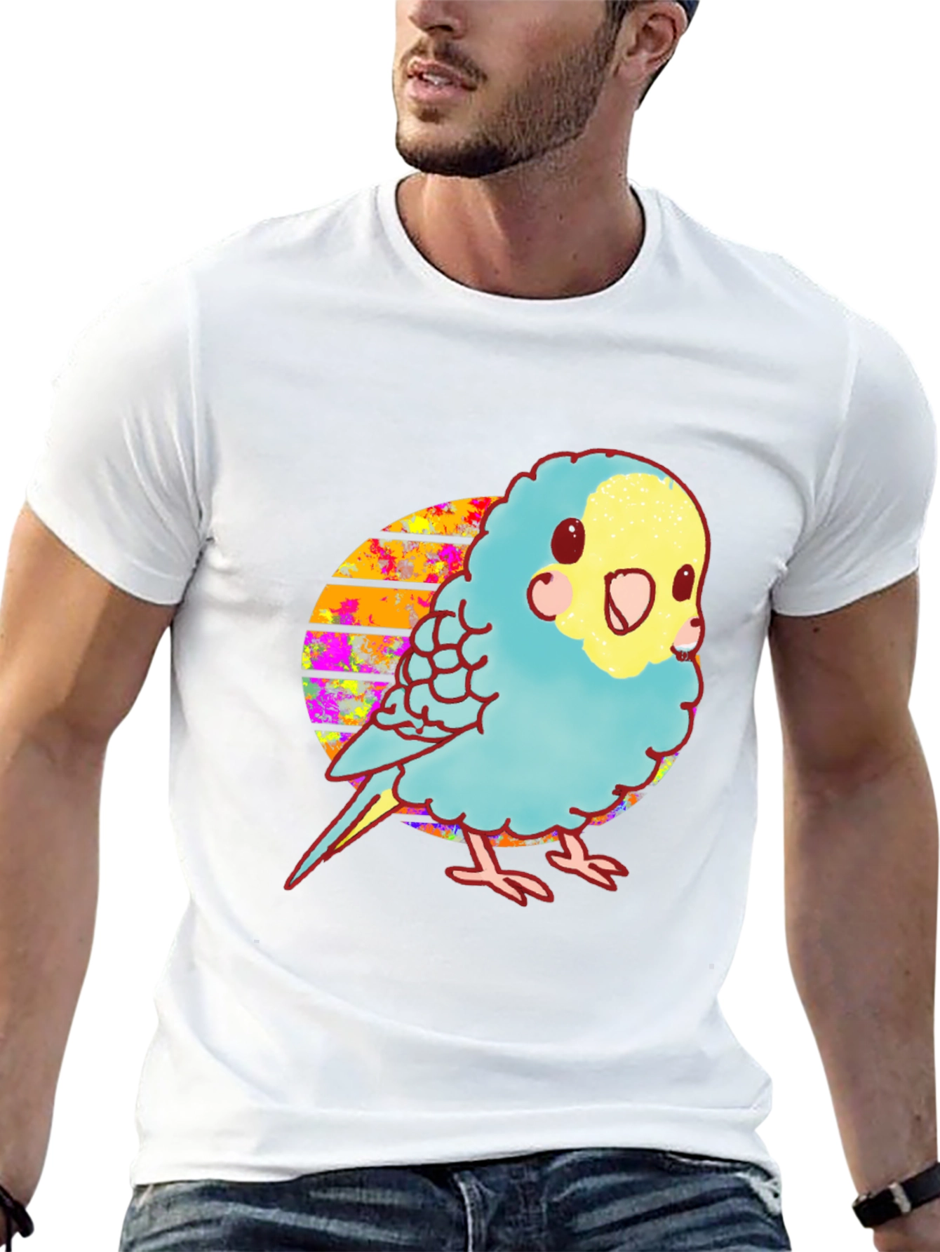 Black Parakeet Graphic Tee - Cute Bird Design view 13
