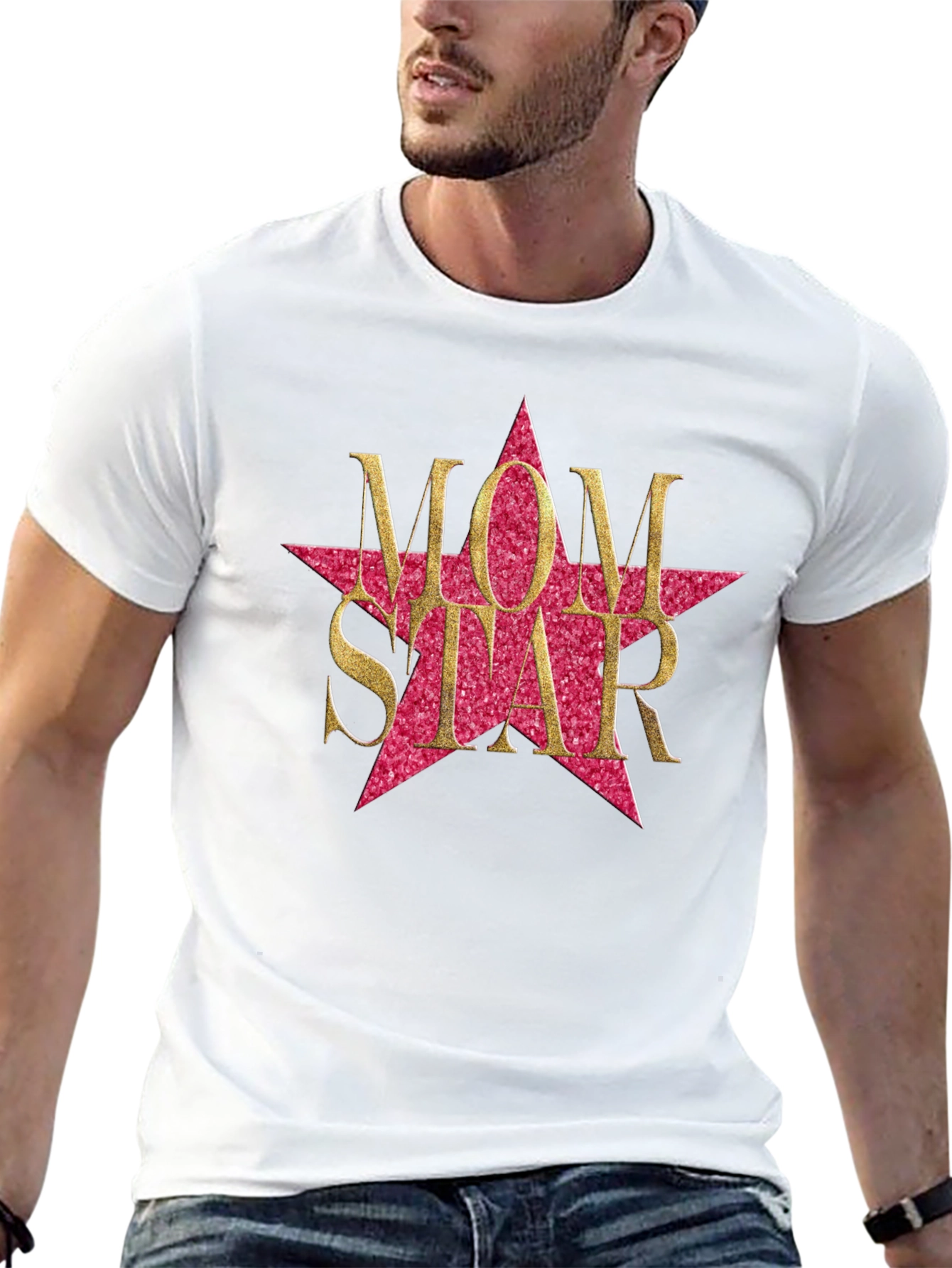 Black Mom Star Graphic Tee - Black Cotton Blend view 13