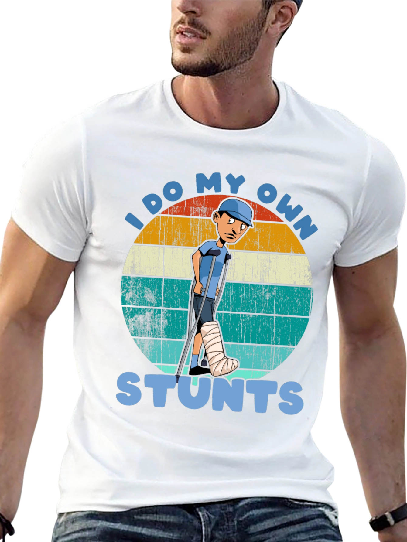 Black I Do My Own Stunts T-Shirt - Funny Injury Tee view 13