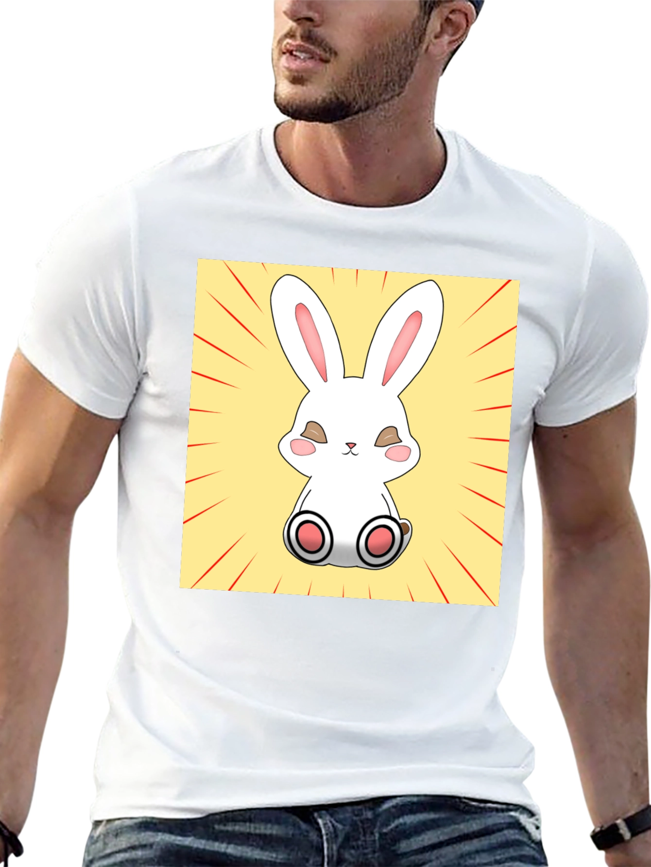 Cute Bunny Graphic Tee - Black Cotton T-Shirt - 13
