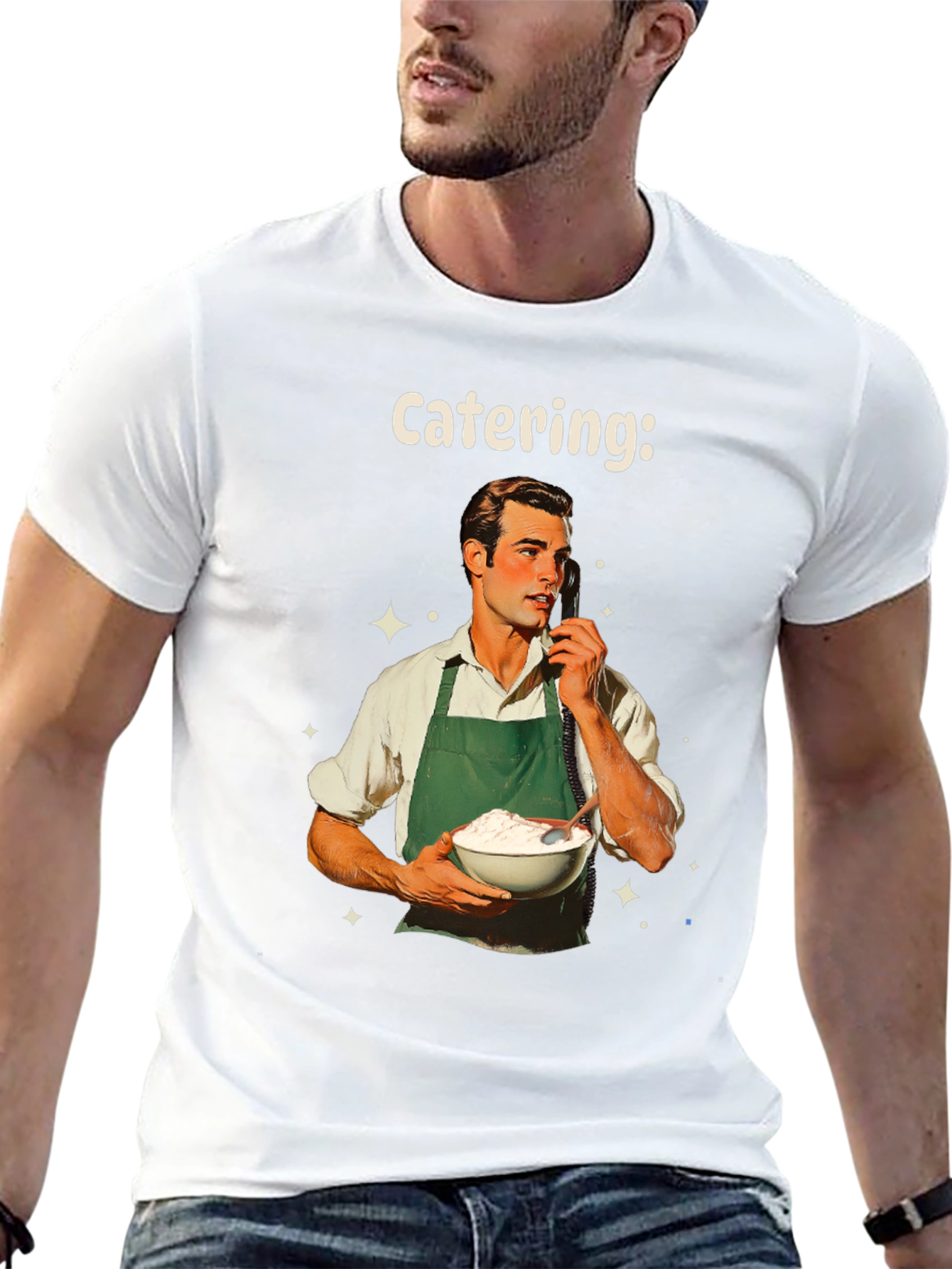 Black Retro Catering T-Shirt - Vintage Food Service Style view 13