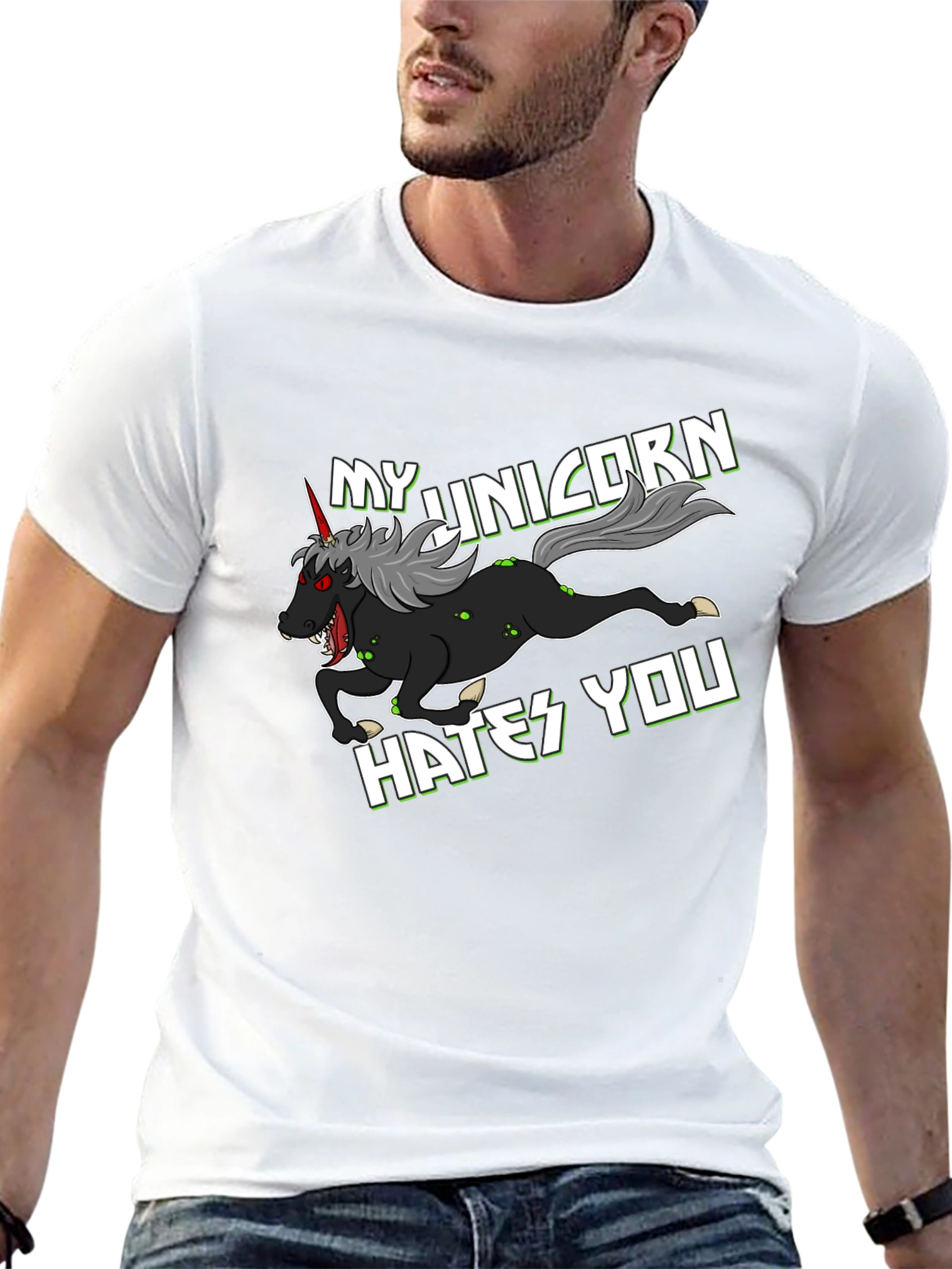 Black My Unicorn Hates You T-Shirt view 13