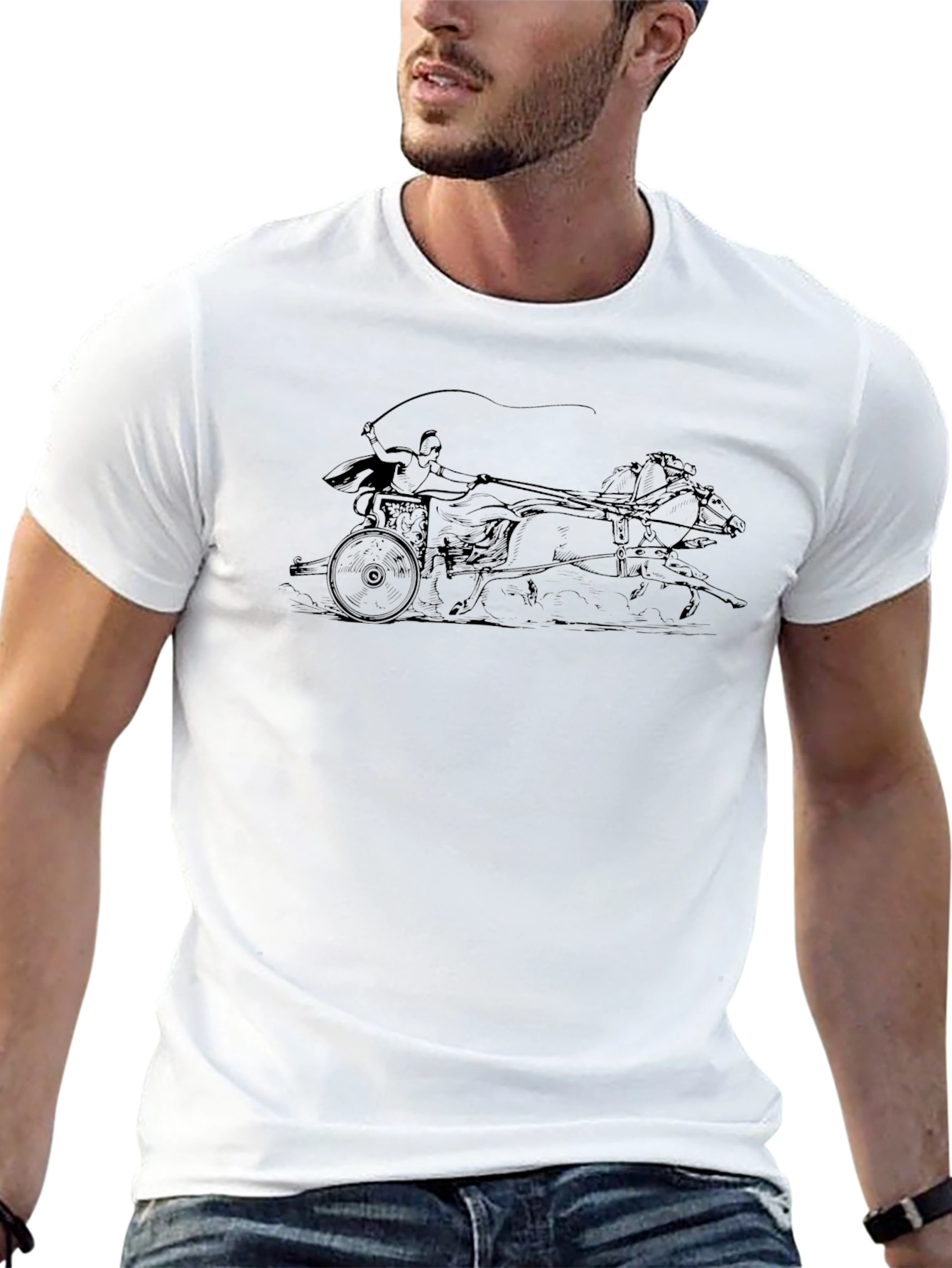 Chariot Race Graphic Tee - Stylish Black T-Shirt - 13