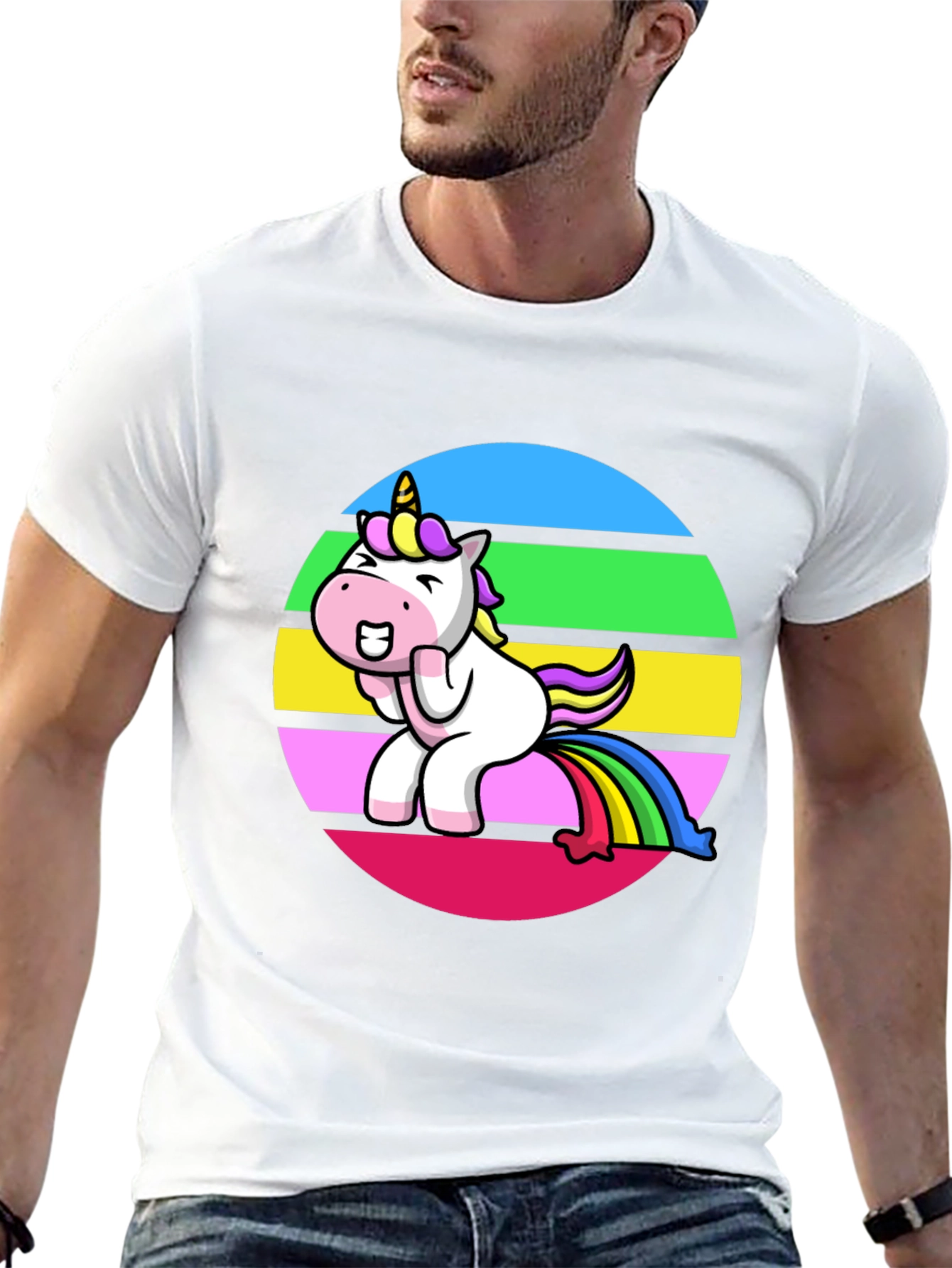 Black Unicorn Rainbow Humor Graphic Tee view 13