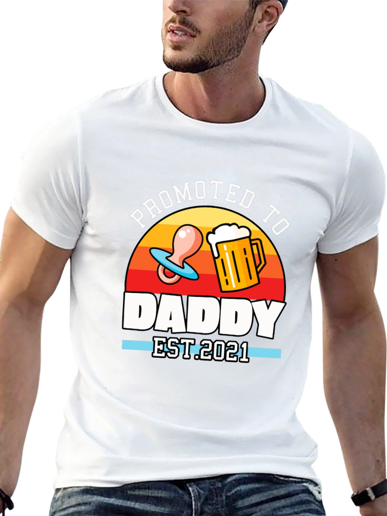 Black Promoted to Daddy EST 2021 T-Shirt view 13