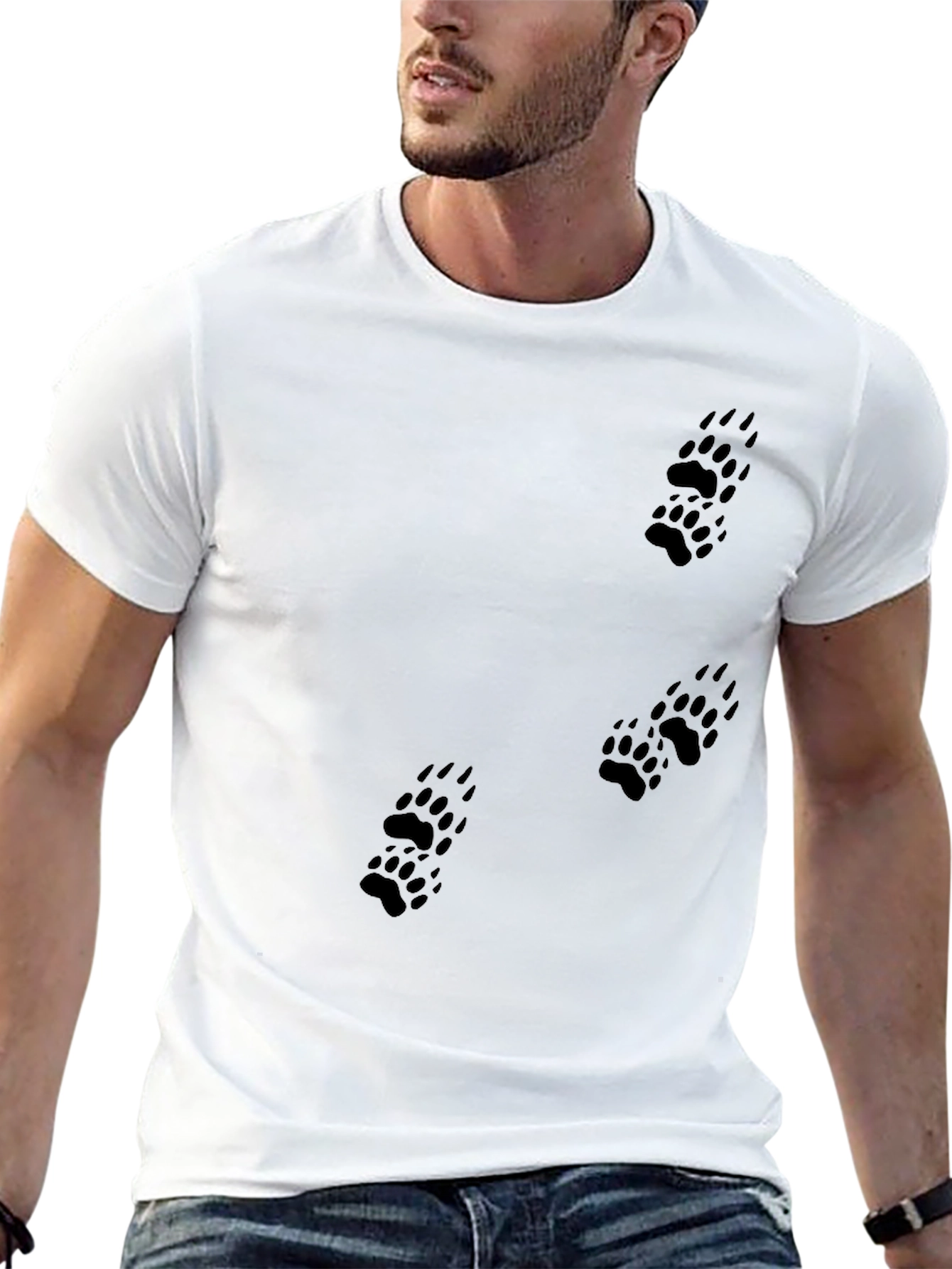 Black Black Bear Paw Print T-Shirt - Men's view 13
