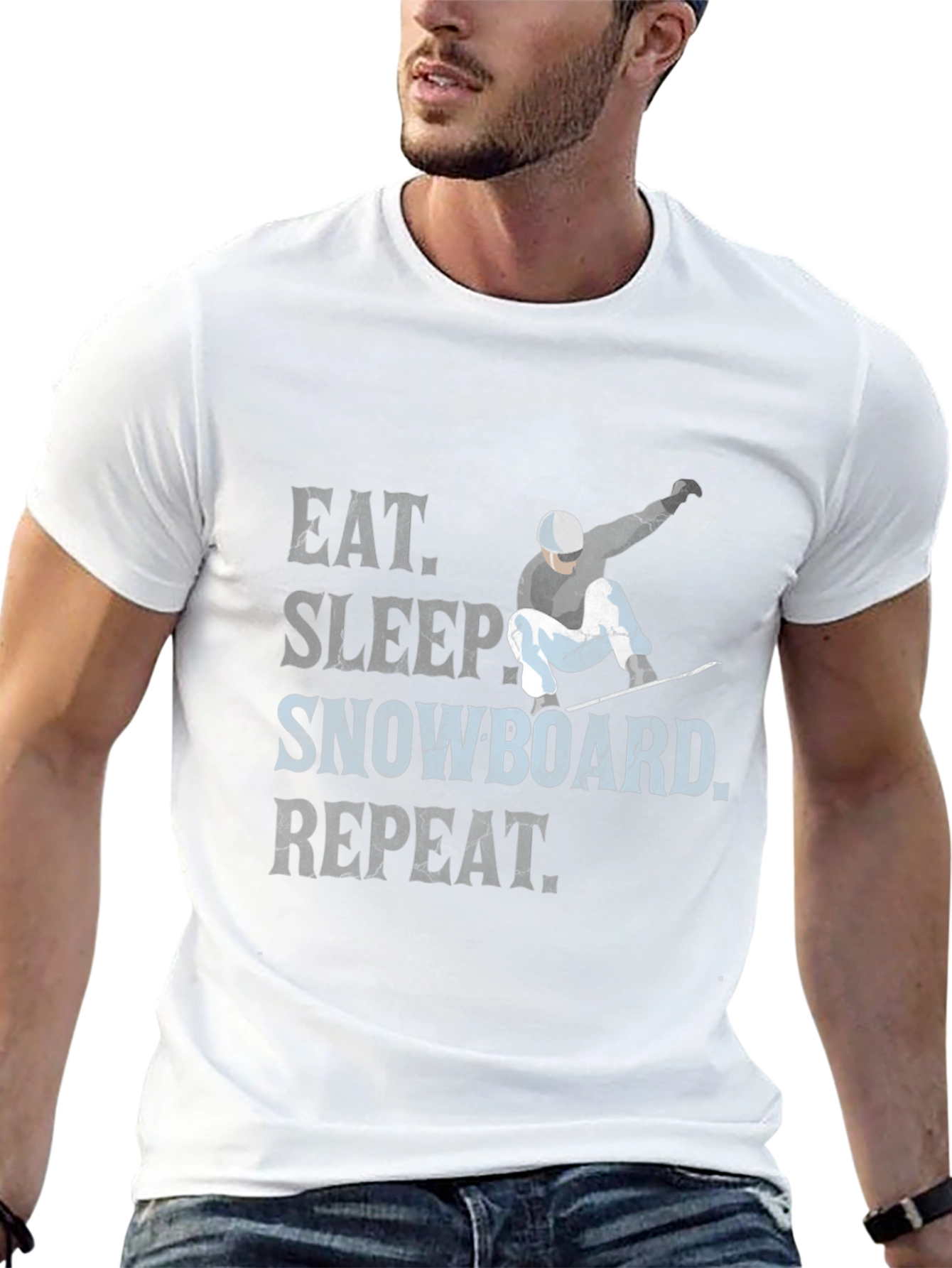 Black Eat Sleep Snowboard Repeat T-Shirt view 13