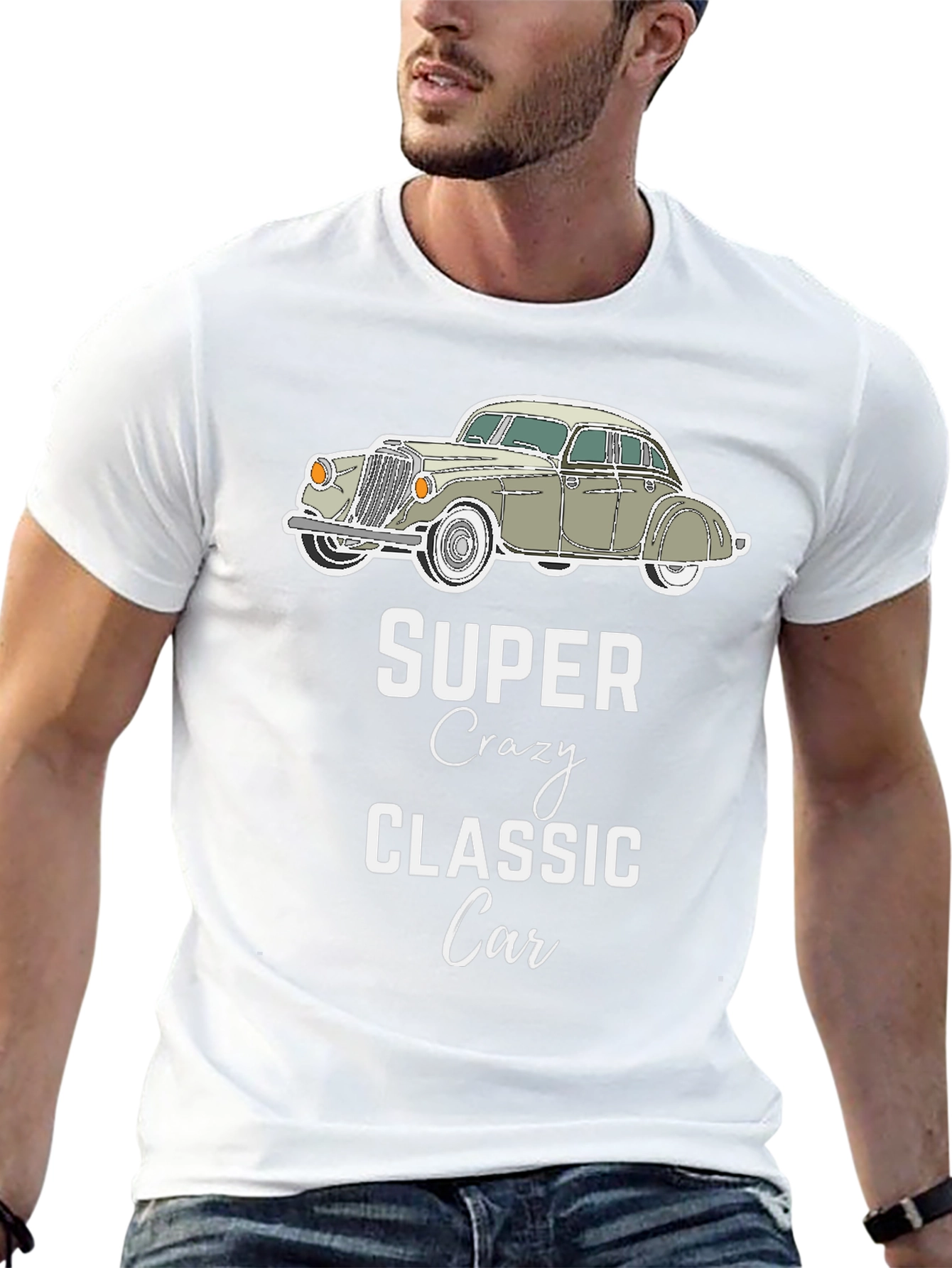 Black Super Crazy Classic Car T-Shirt view 13