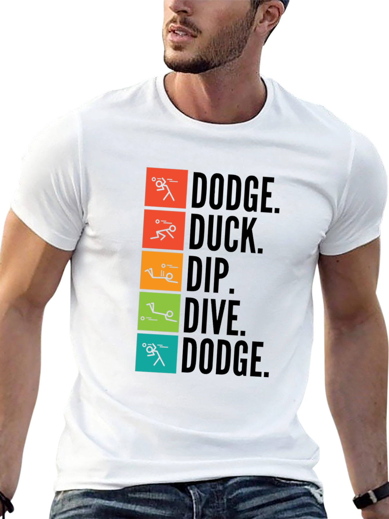Black Dodgeball Inspired T-Shirt - Dodge, Duck, Dip, Dive, Dodge view 13