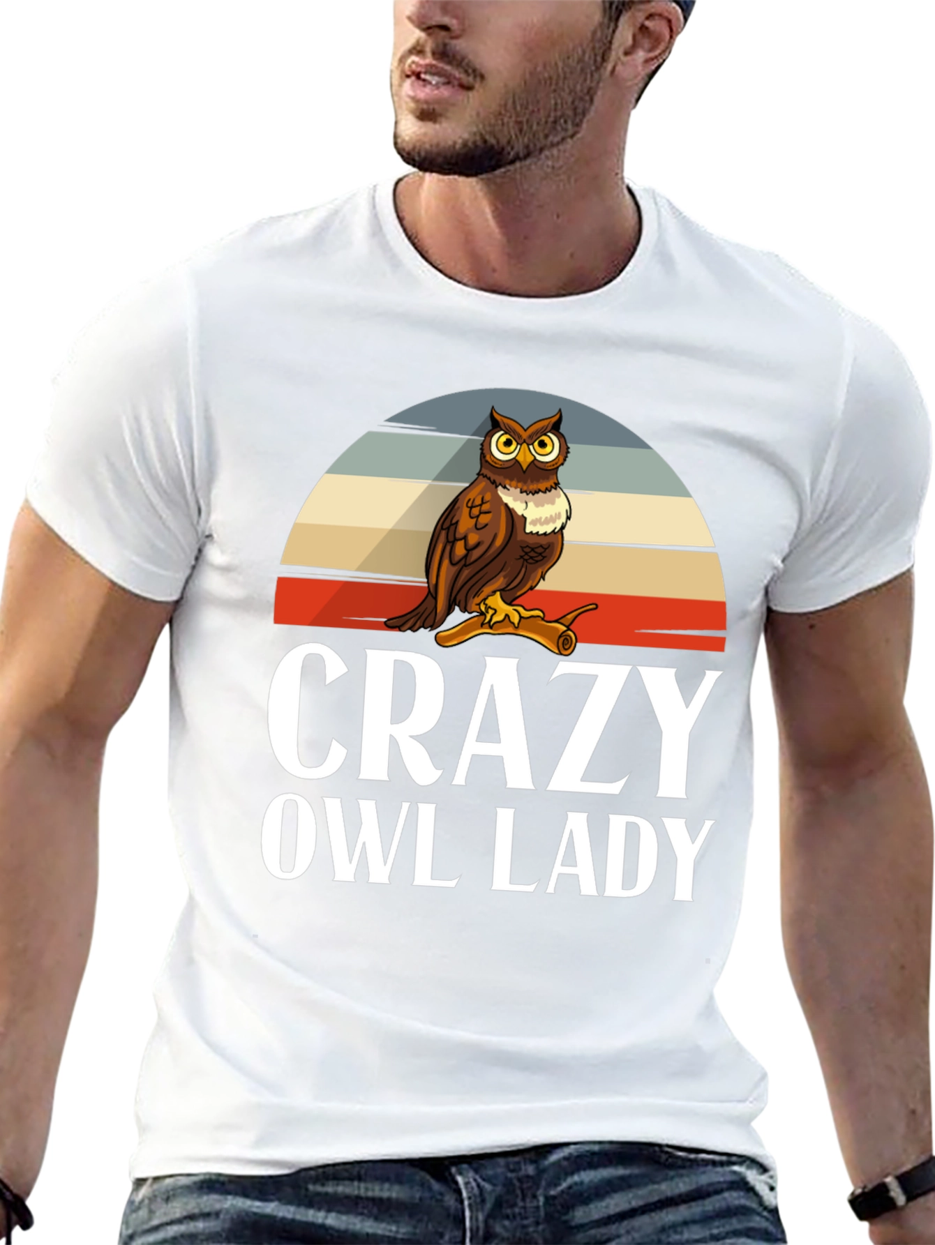 Black Crazy Owl Lady Graphic T-Shirt view 13