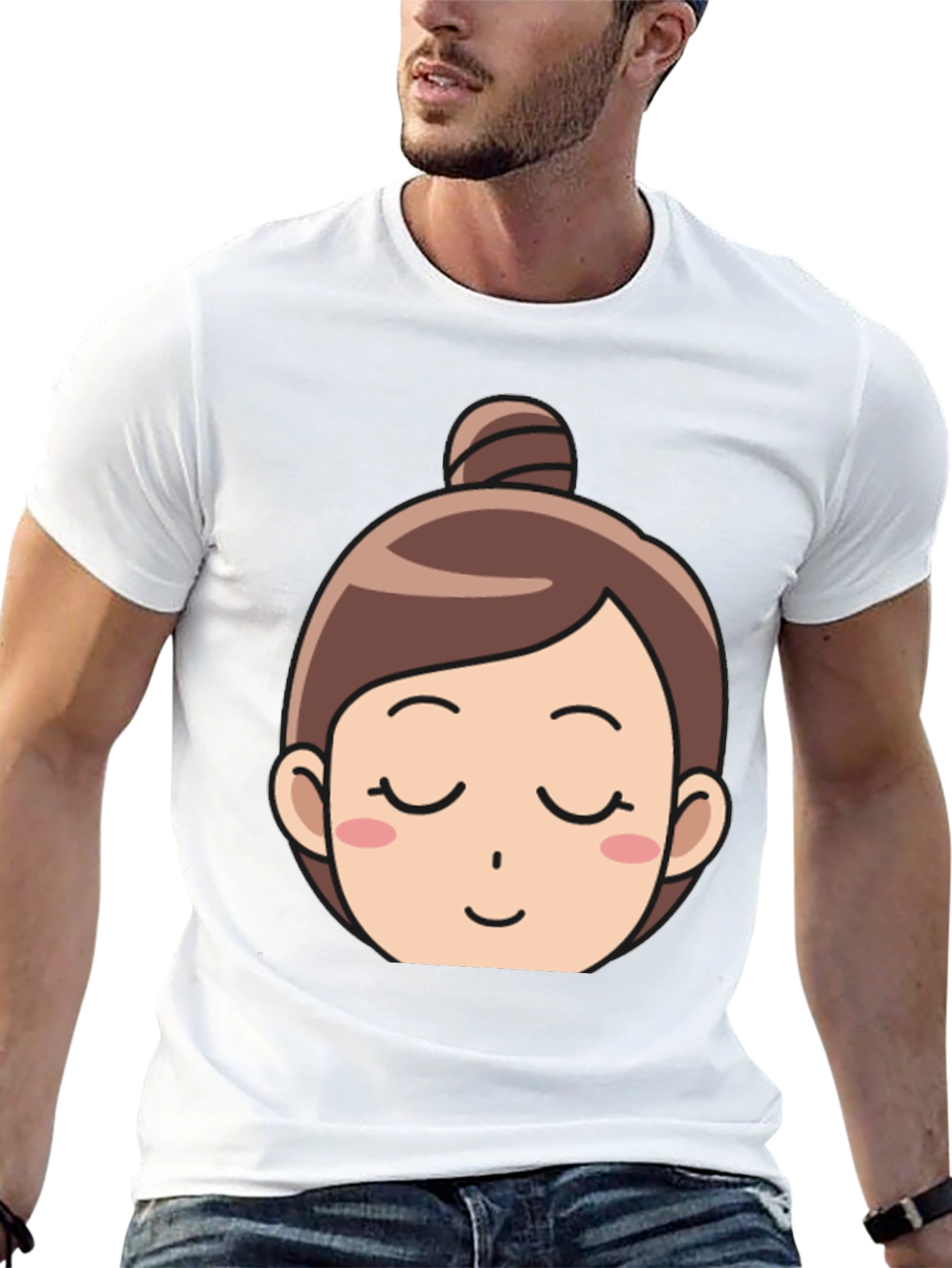 Black Cartoon Girl Face T-Shirt view 13