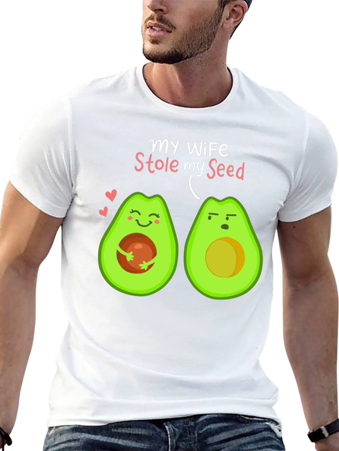 Black Funny Avocado Couple T-Shirt - My Wife Stole My Seed view 13