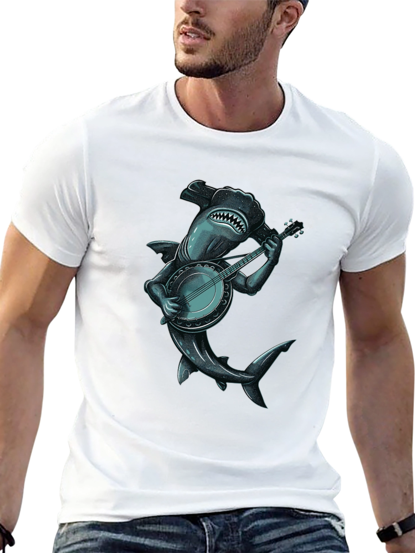 Black Shark Banjo Player Graphic Tee view 13