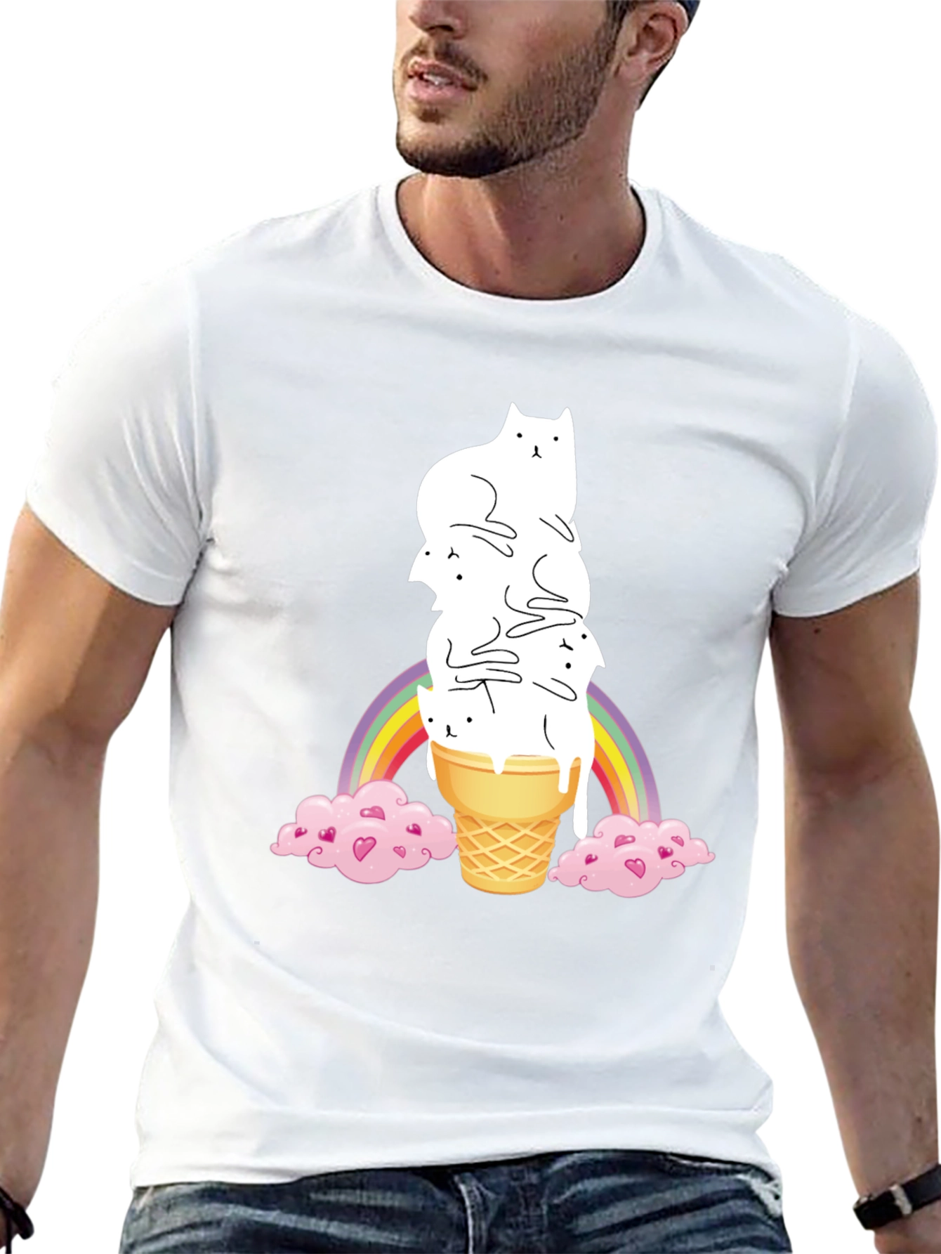 Black Cat Ice Cream Rainbow Graphic Tee view 13