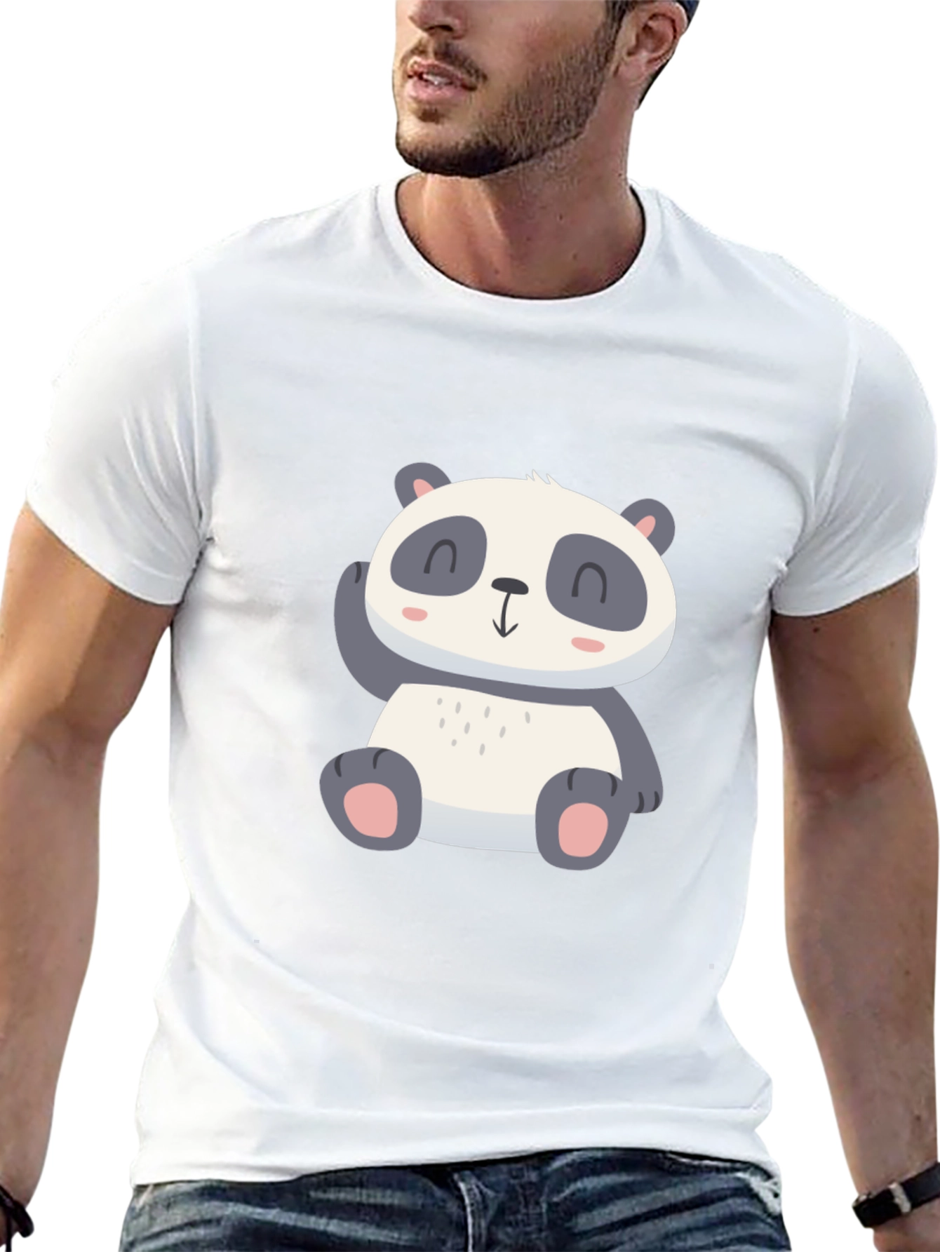 Black Cute Panda Graphic Tee - Soft Cotton Blend view 13