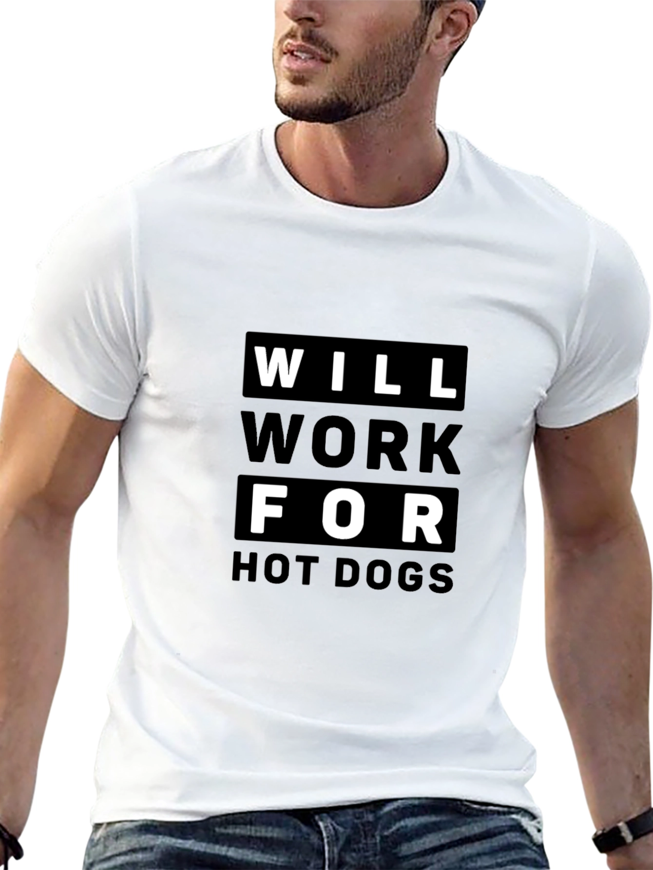 Black Will Work For Hot Dogs Graphic T-Shirt view 13