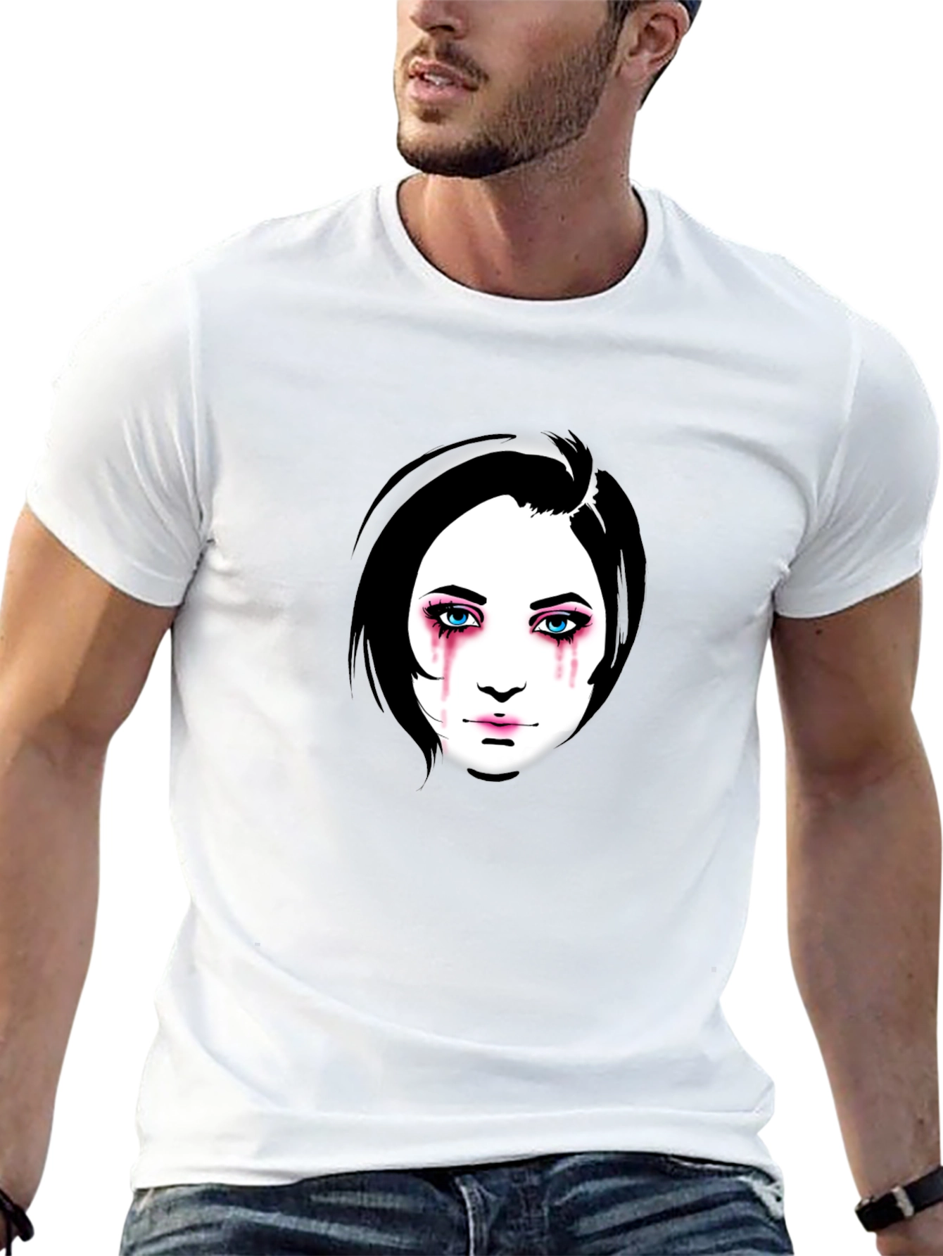 Black Emotional Portrait Graphic Black T-Shirt view 13
