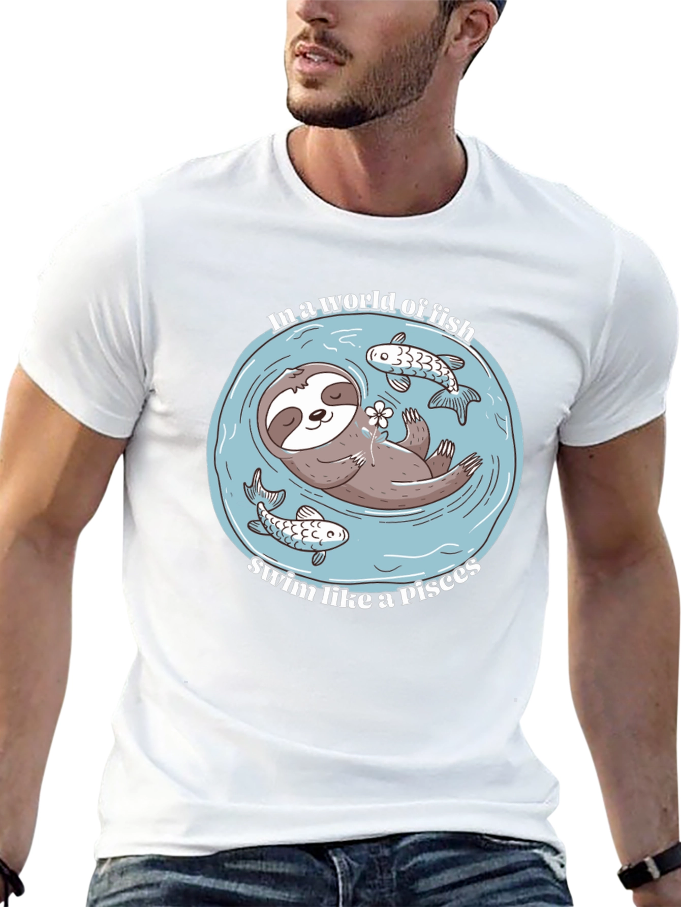 Black Sloth Pisces T-Shirt - In a World of Fish view 13