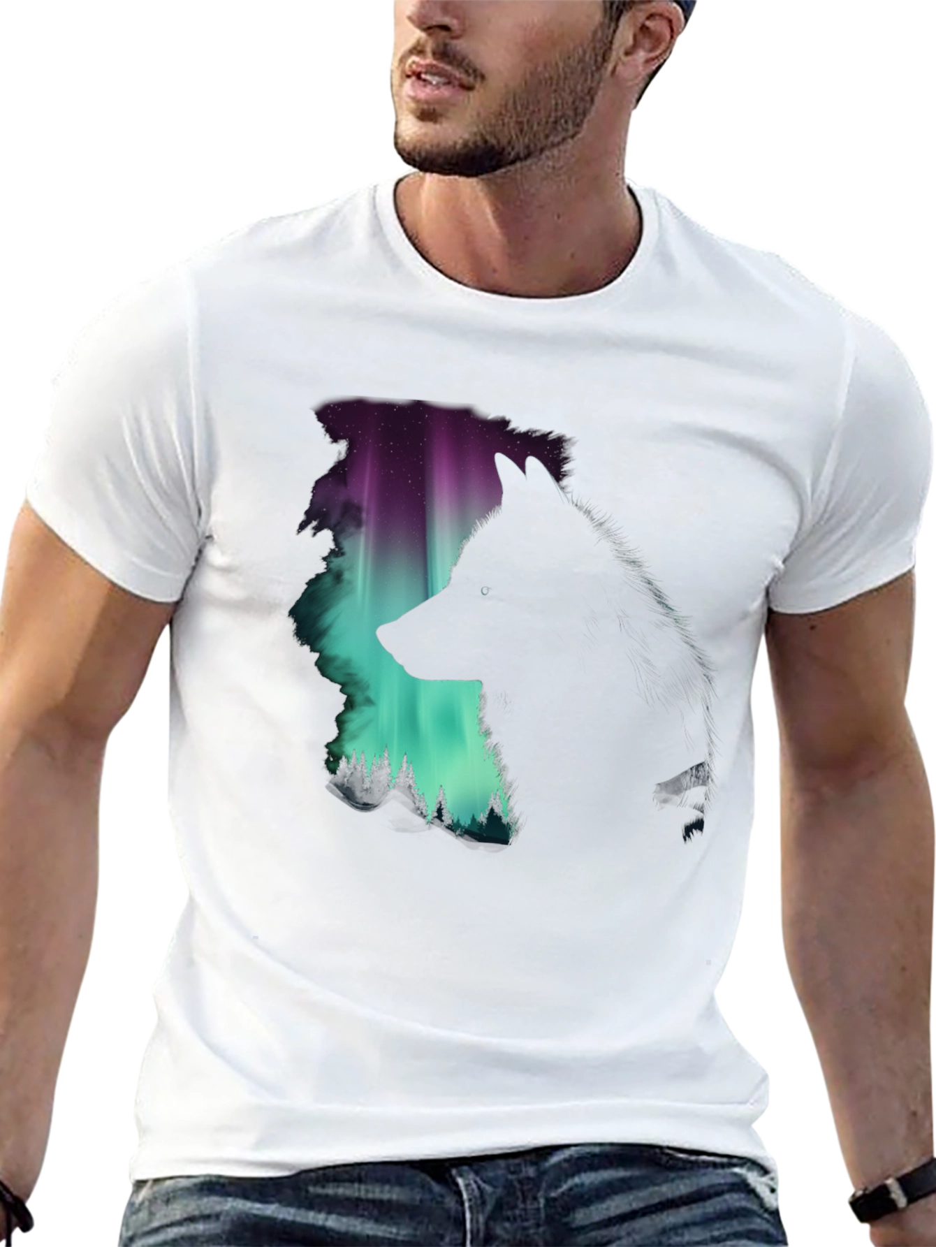 Wolf Aurora Graphic Tee - Nature's Embrace - 13