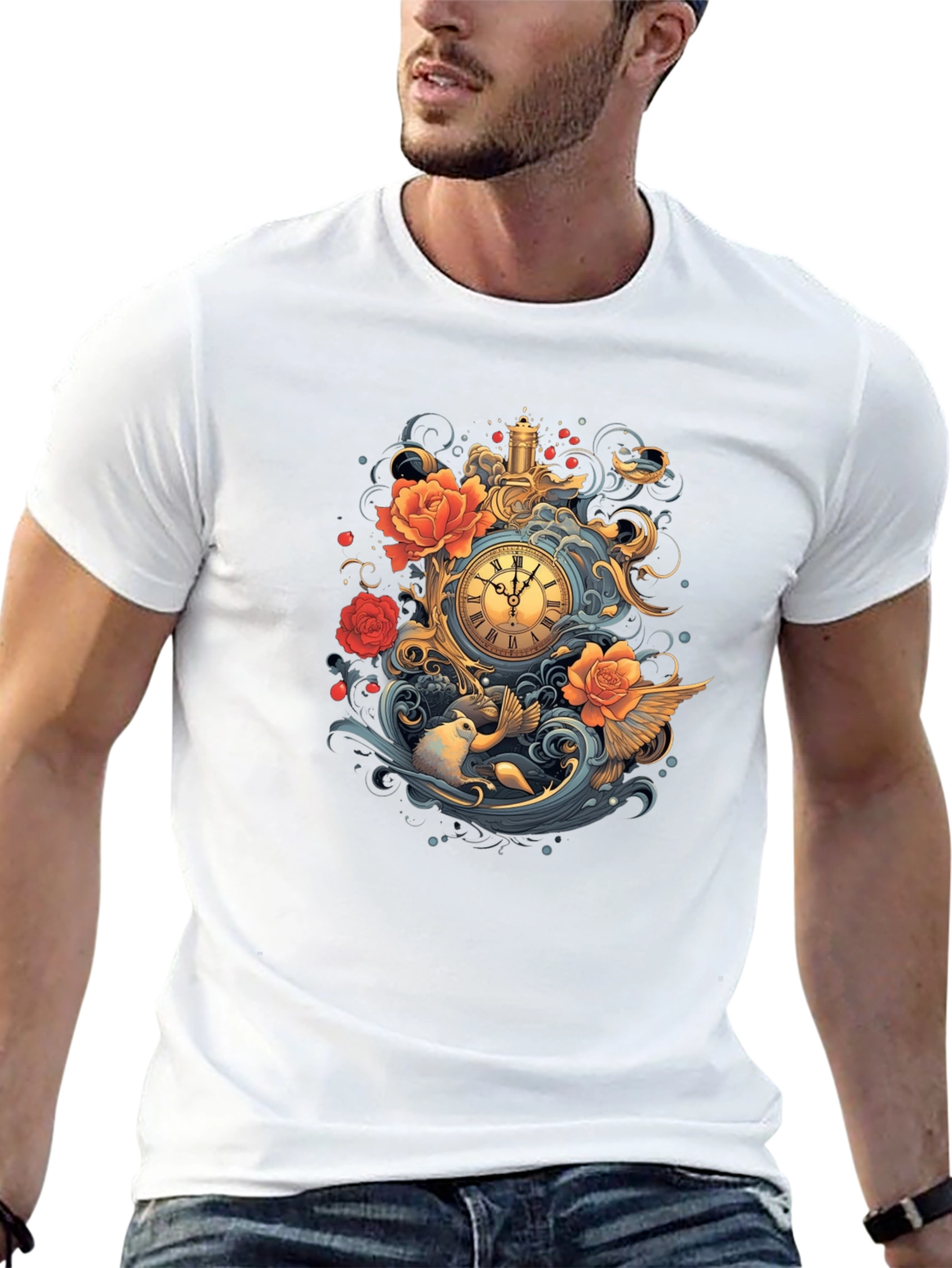 Black Whimsical Clockwork T-Shirt view 13