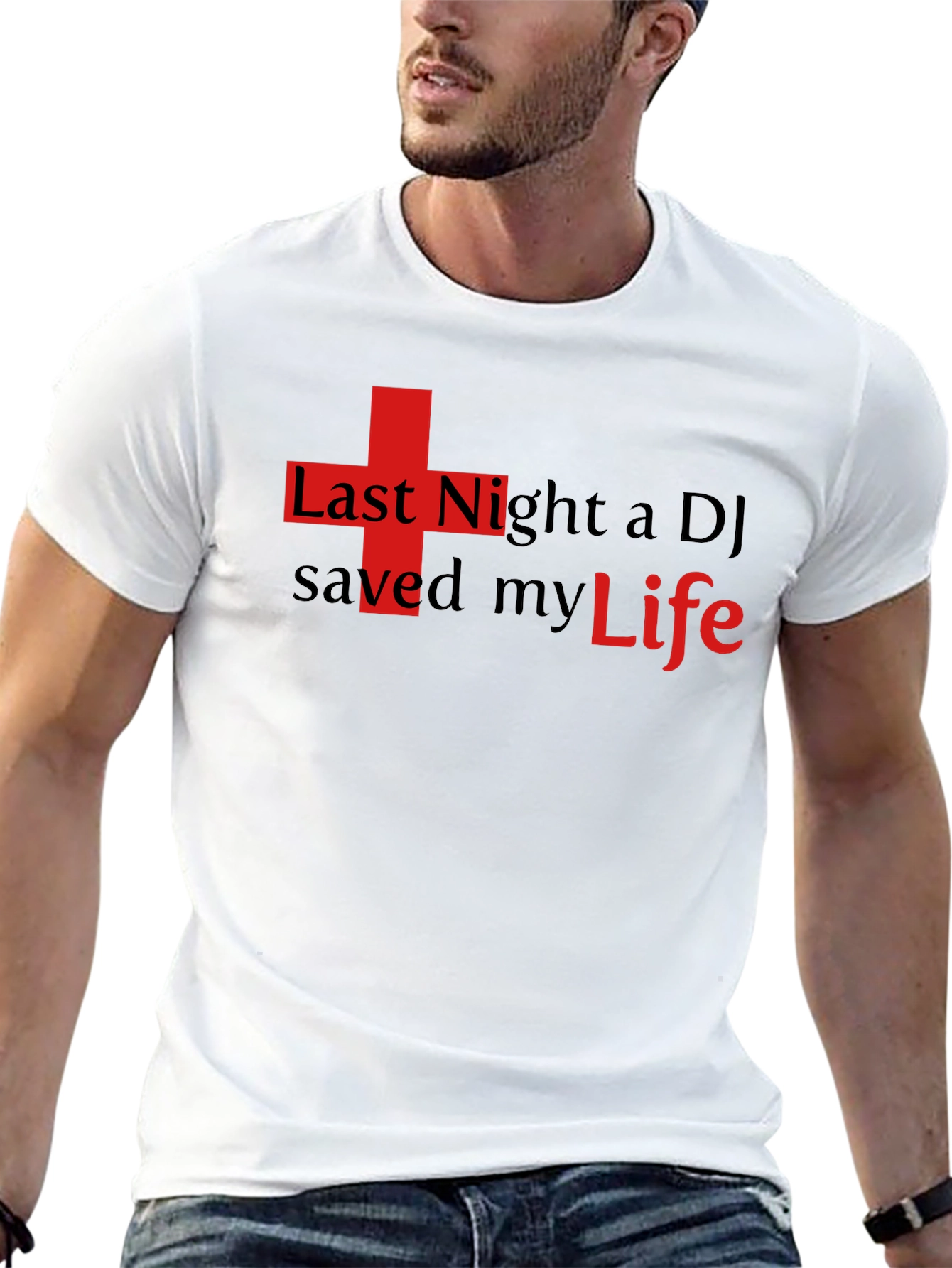 Black Last Night a DJ Saved My Life T-Shirt view 13