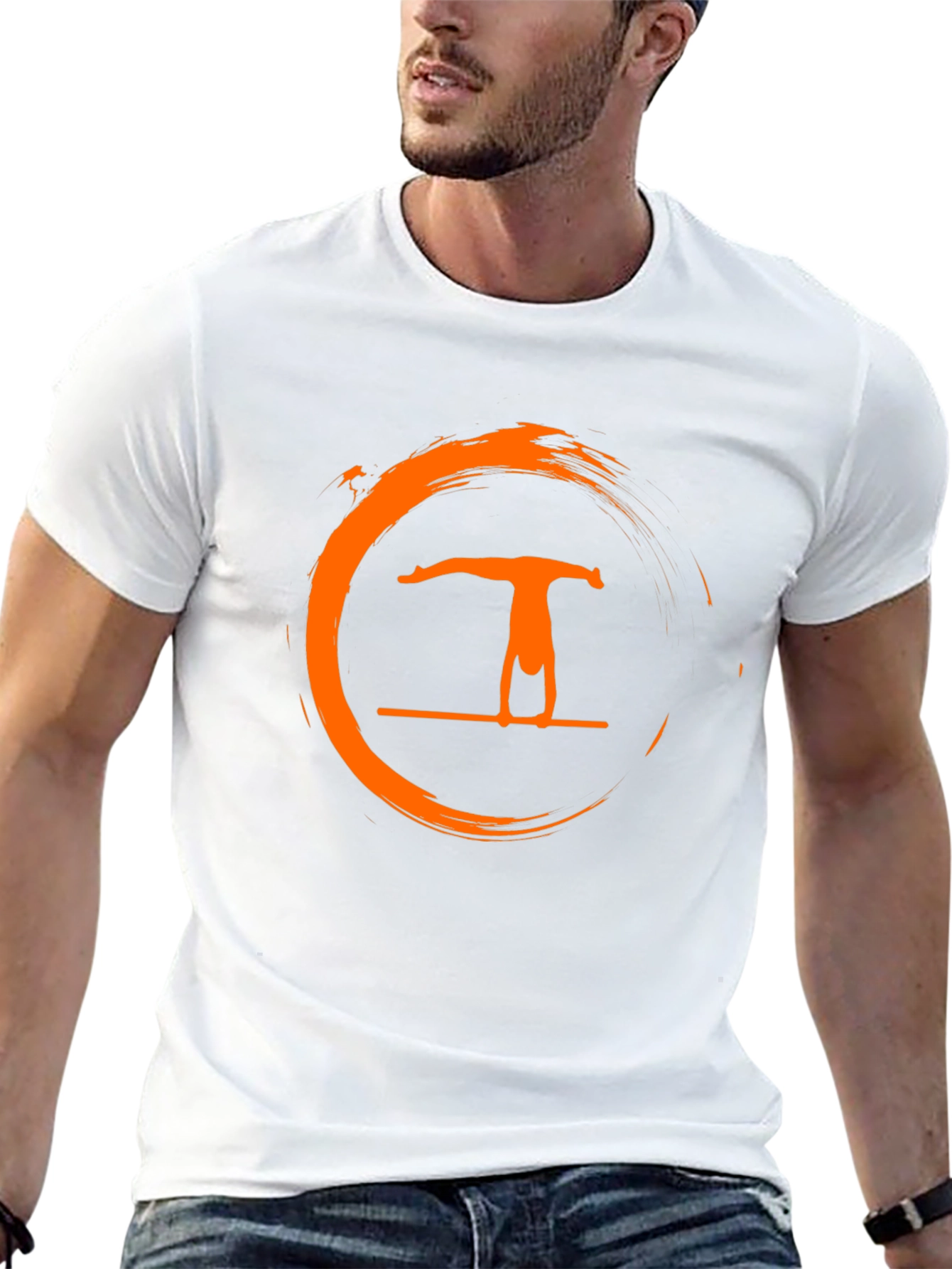 Black Black T-Shirt with Gymnastics Orange Circle Graphic view 13