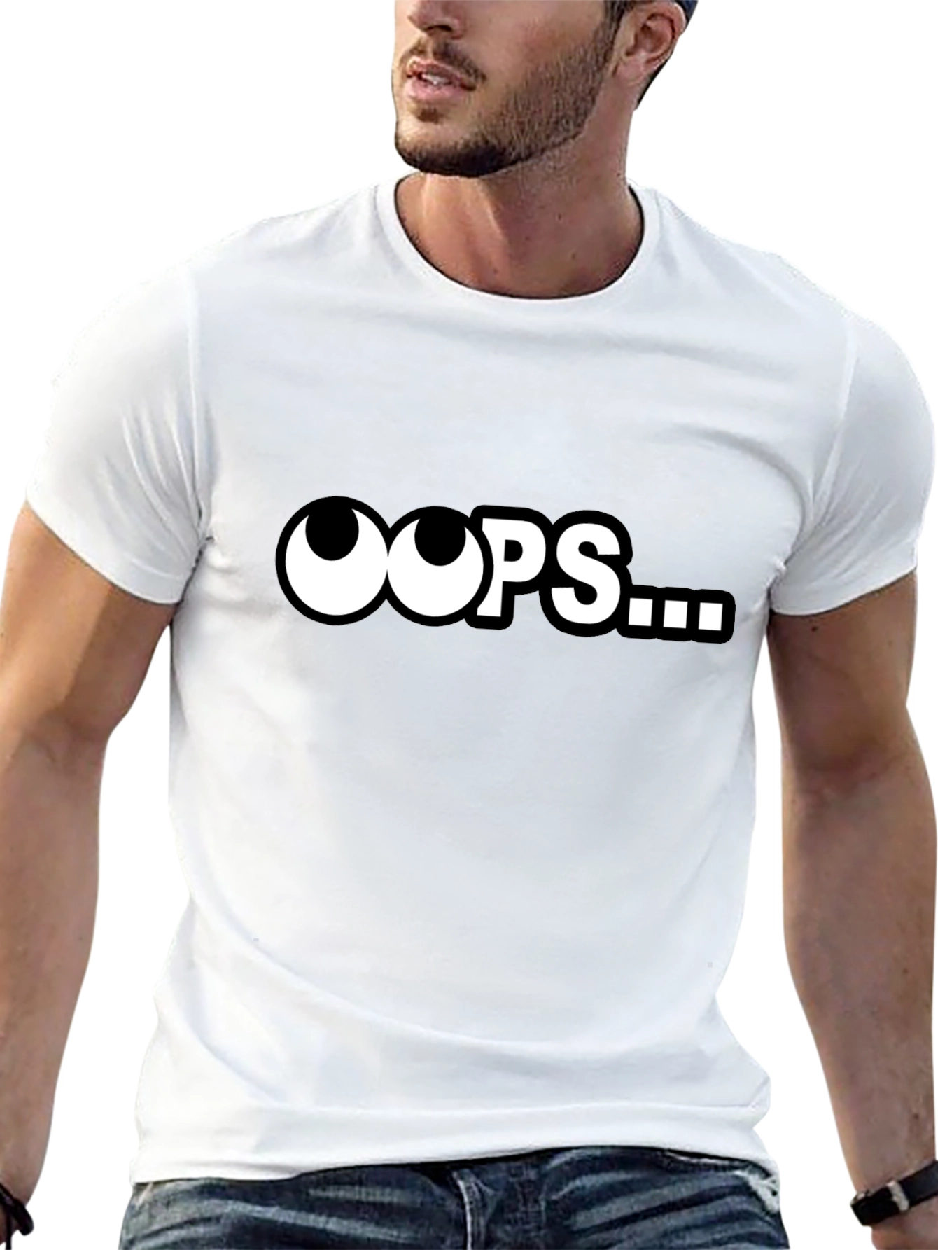 Black Oops... Funny Graphic T-Shirt - Classic Black view 13