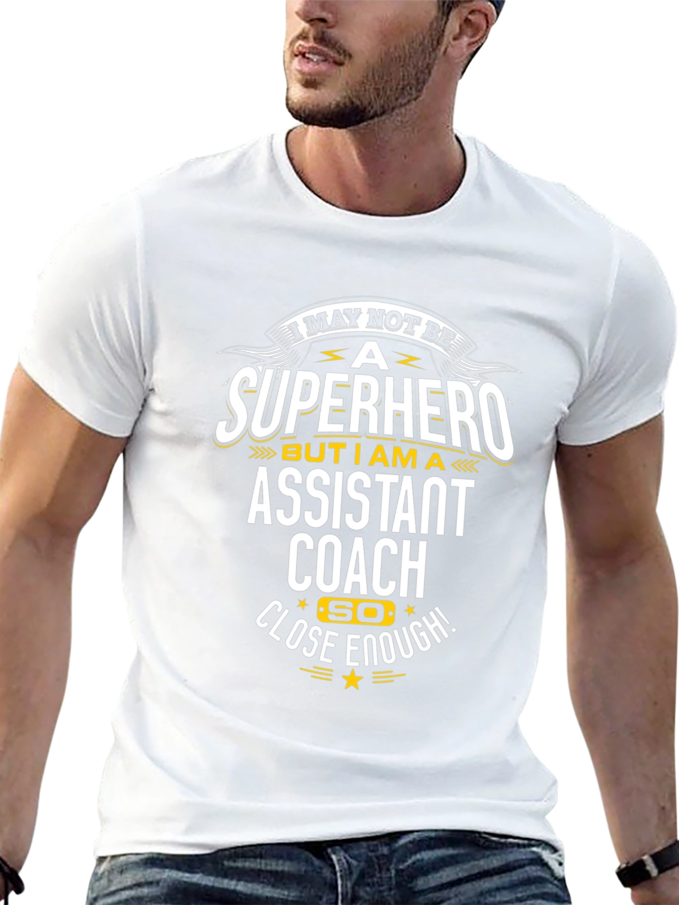 Black Assistant Coach T-Shirt: Super Hero Close Enough! view 13