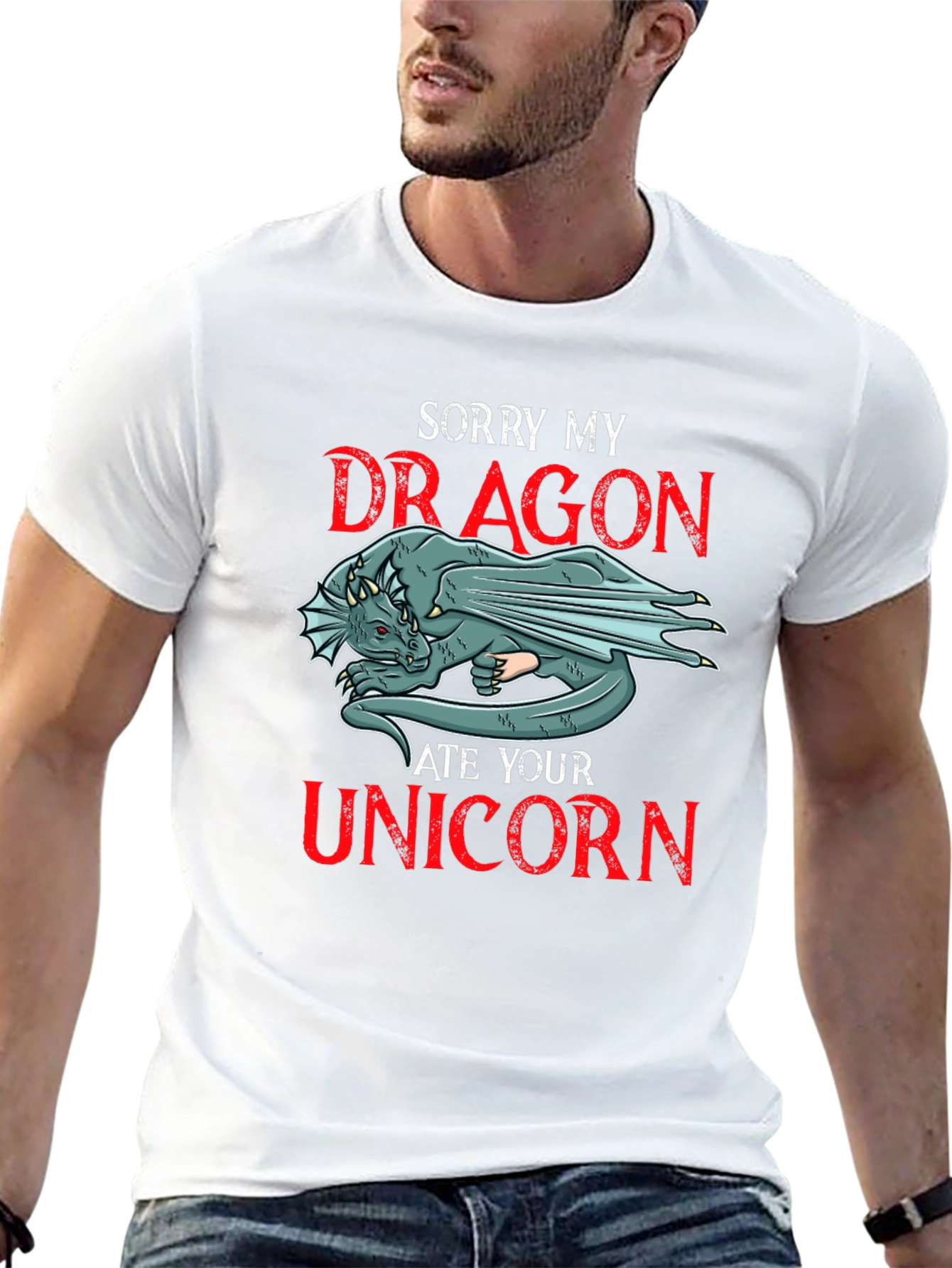 Black Sorry My Dragon Ate Your Unicorn Graphic Tee view 13