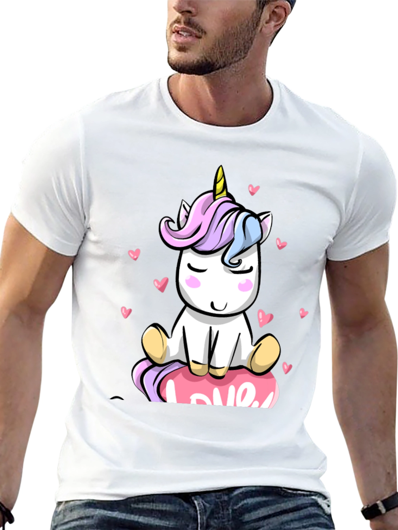 Black Unicorn Love T-Shirt Cute Graphic Tee view 13