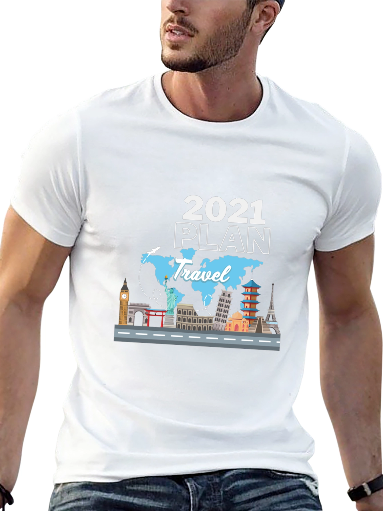 Black 2021 Travel Plan Black T-Shirt view 13