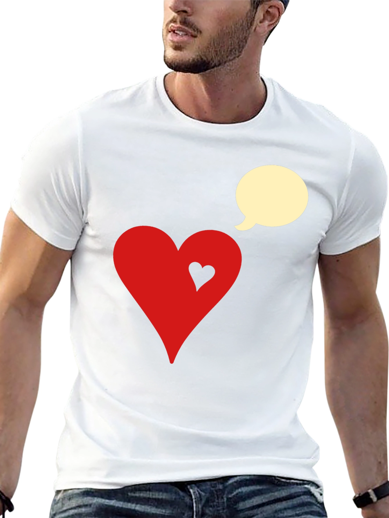 Black Heart & Bubble Graphic Tee - Black Cotton Blend view 13