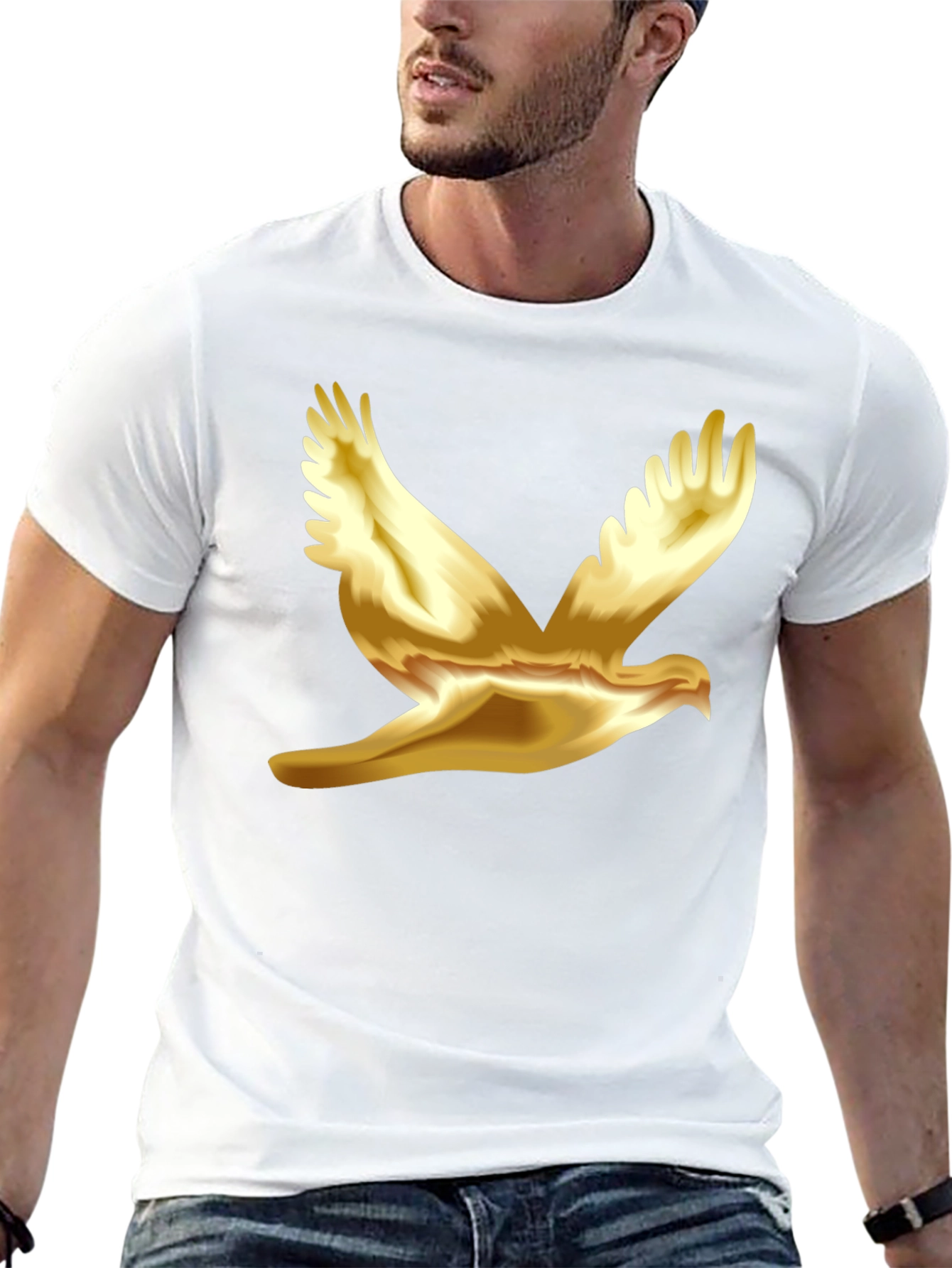 Black Golden Dove Graphic Black T-Shirt view 13