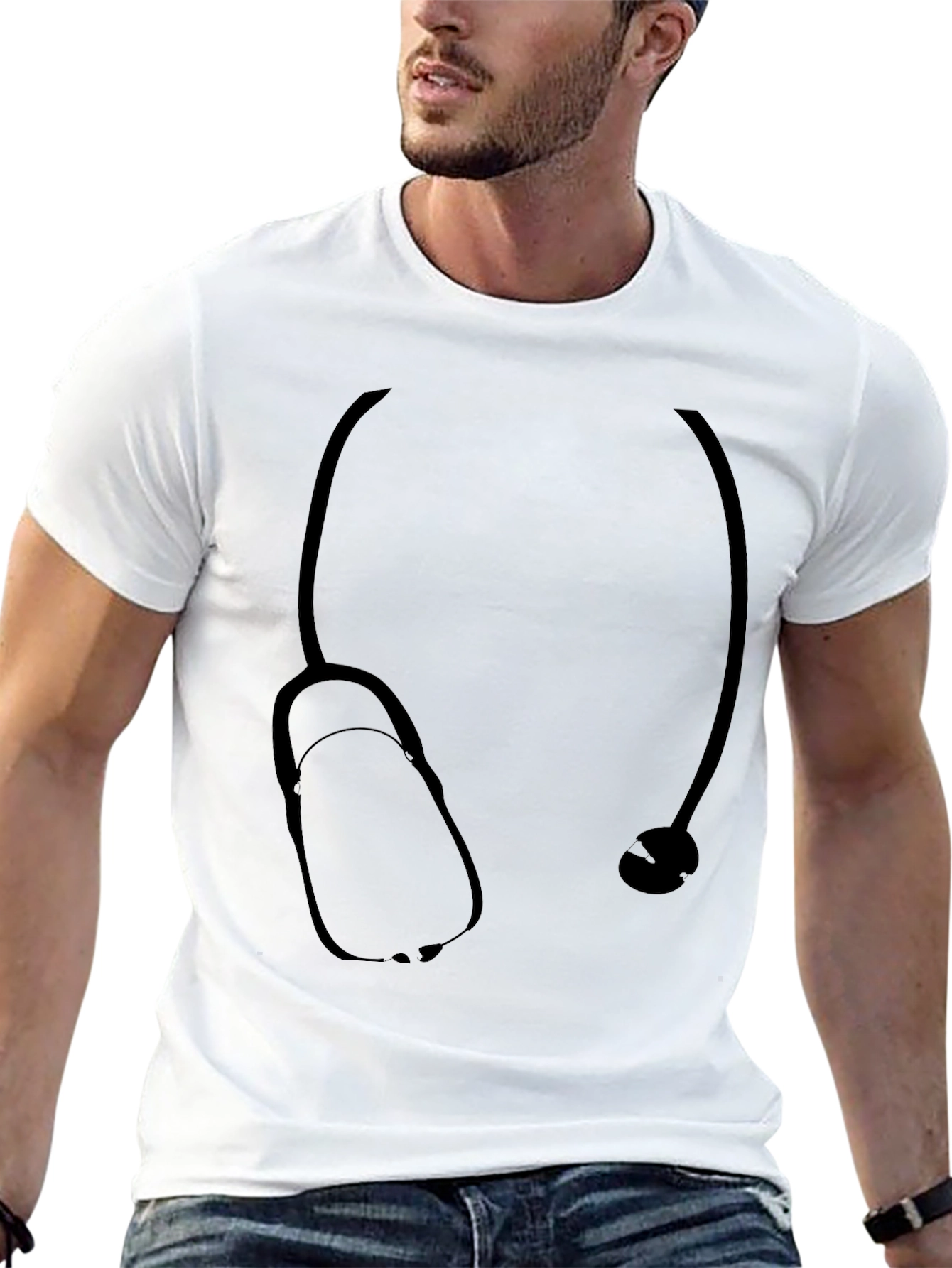 Black Stethoscope Graphic Tee - Medical Professional Apparel view 13