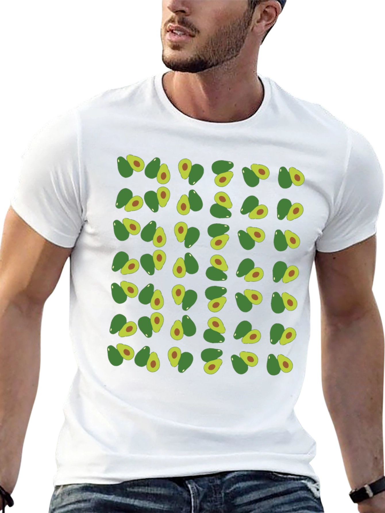 Black Avocado Pattern T-Shirt - Trendy & Comfortable view 13