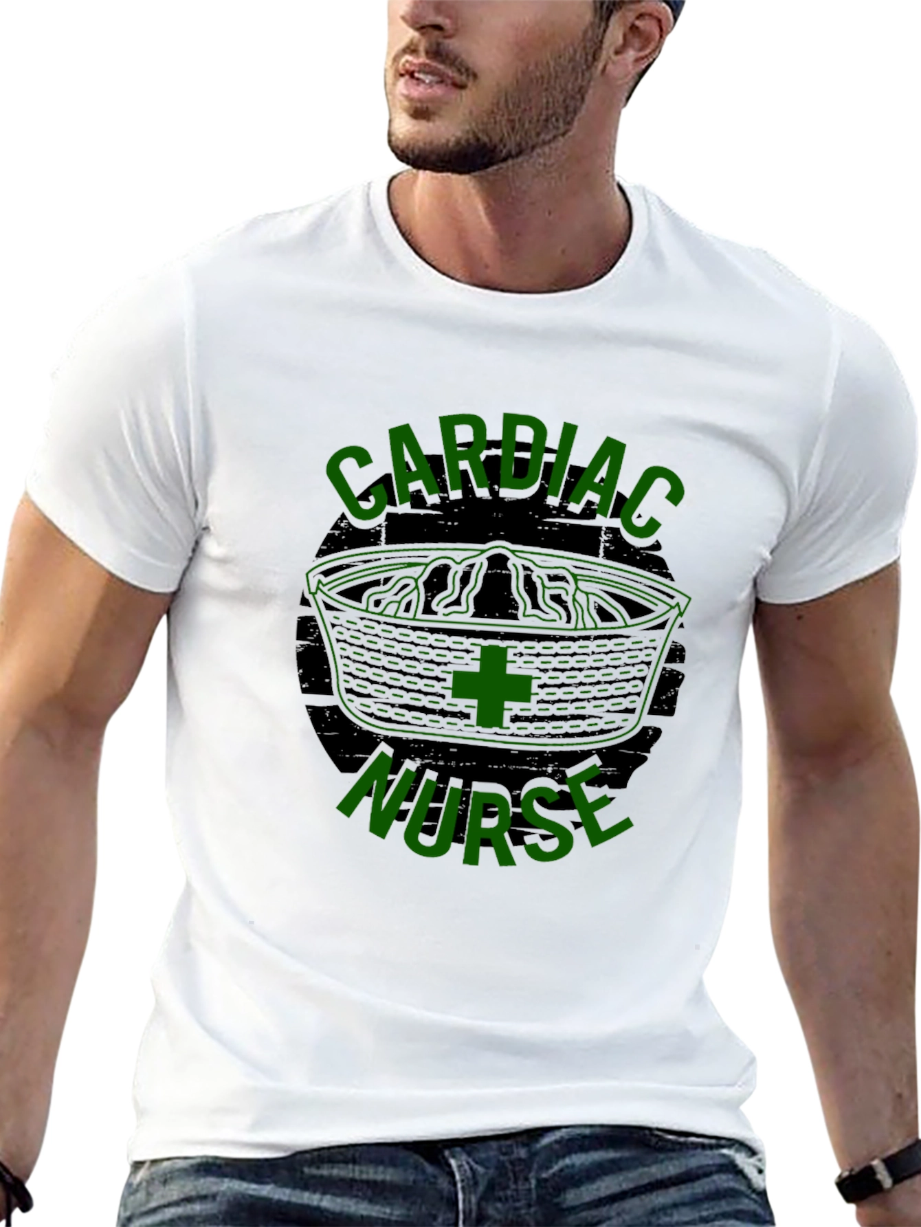 Black Cardiac Nurse T-Shirt - Black Cotton Blend Tee view 13