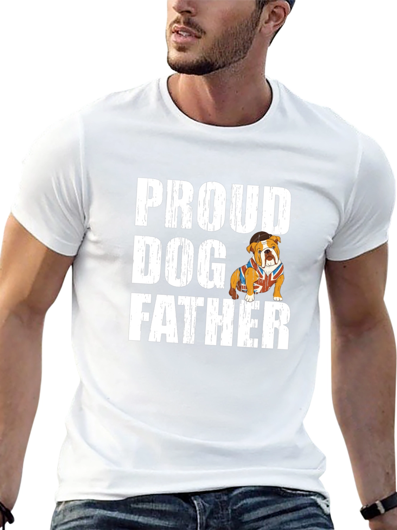 Black Proud Dog Father T-Shirt - Bulldog Lover view 13
