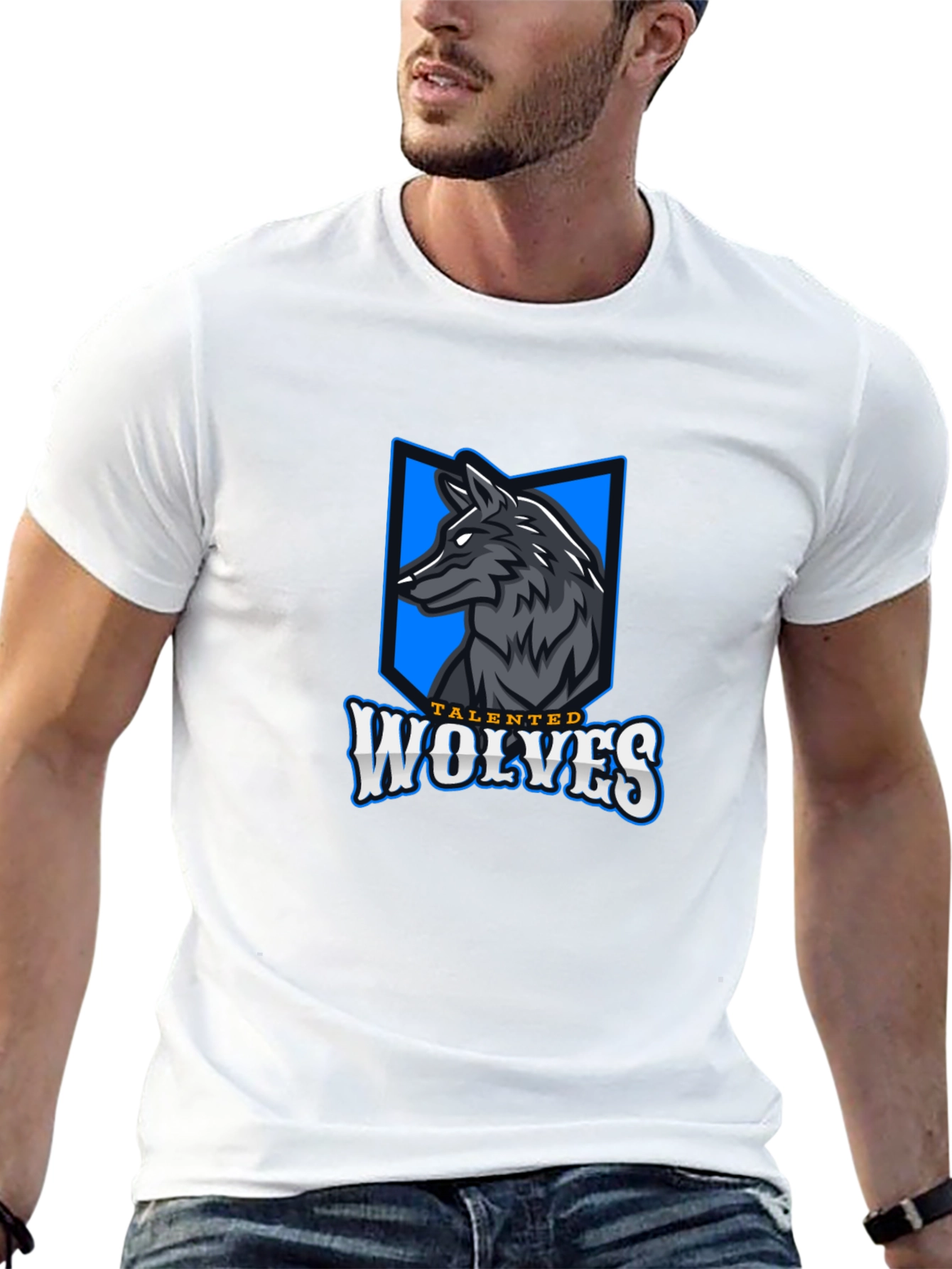 Black Talented Wolves Graphic Print Black T-Shirt view 13