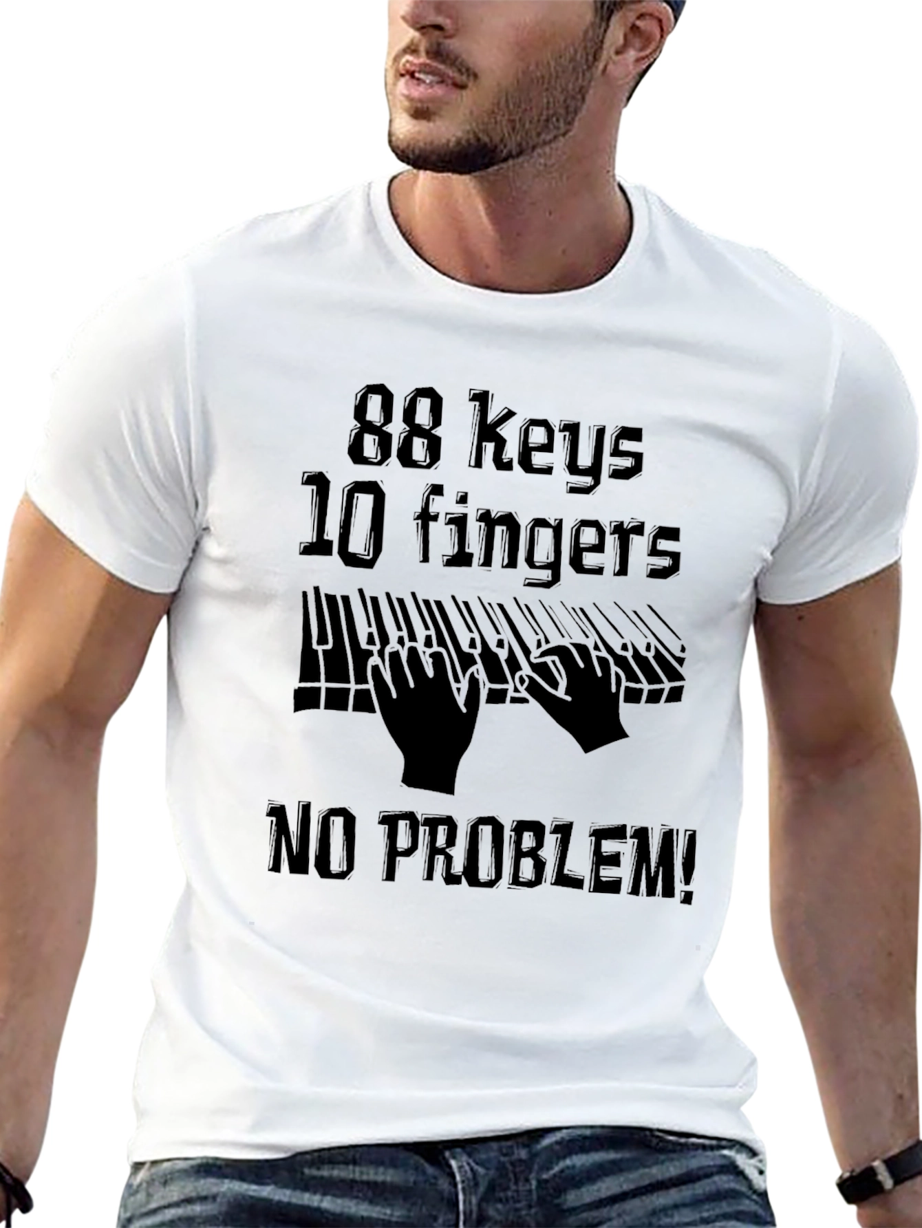Black 88 Keys 10 Fingers No Problem Black T-Shirt view 13