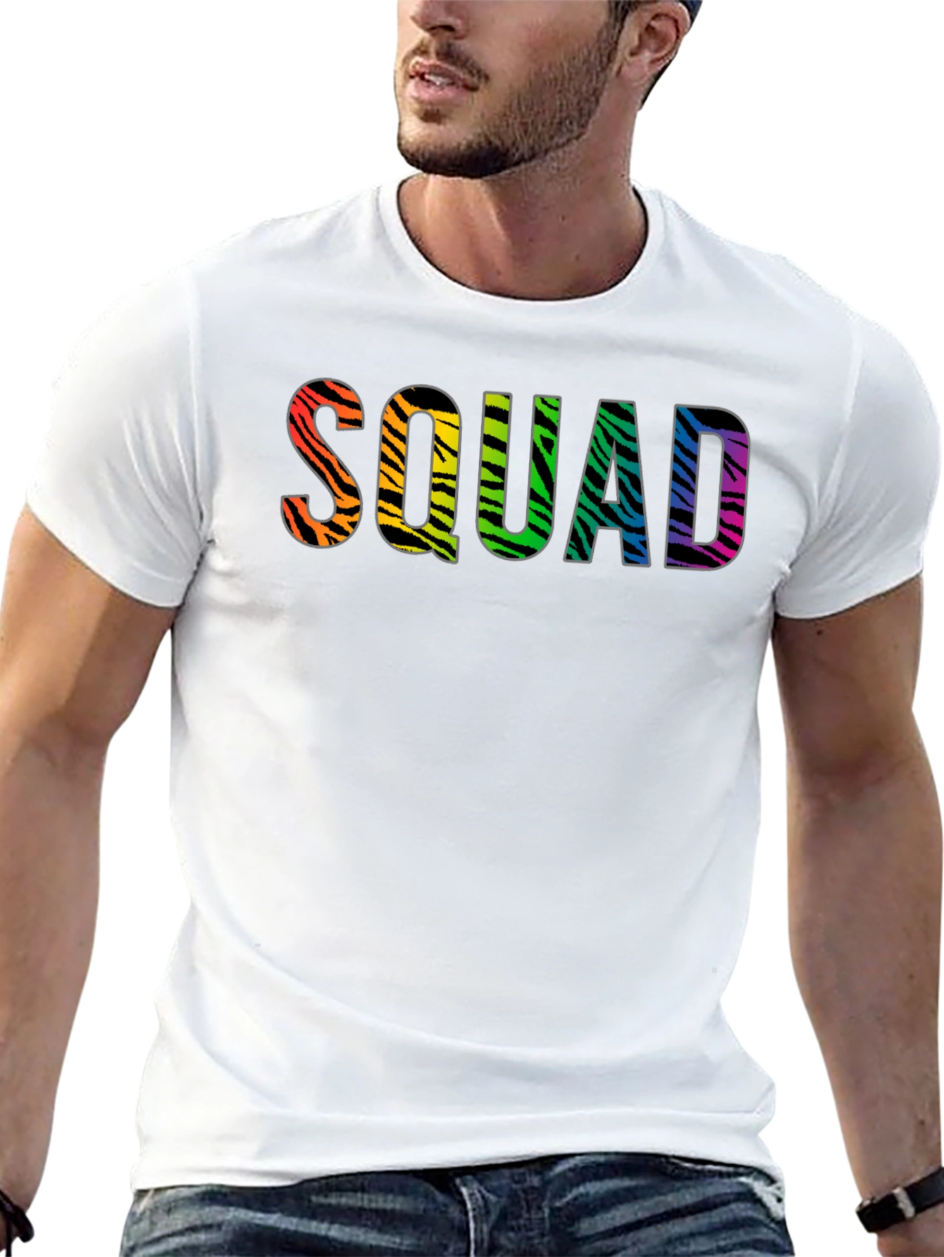 Black Squad Zebra Rainbow Graphic Tee view 13