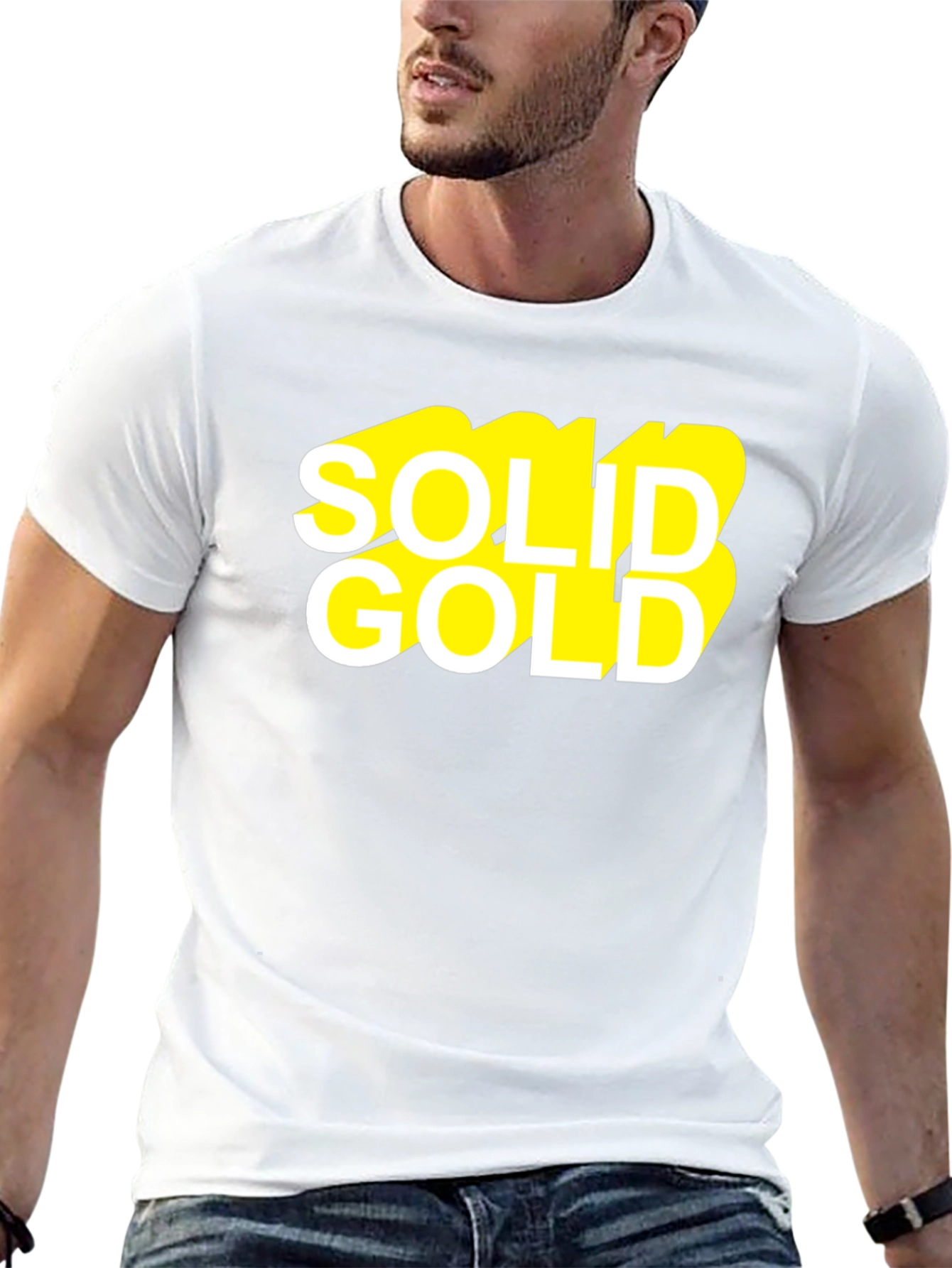 Black Solid Gold Graphic Black T-Shirt view 13