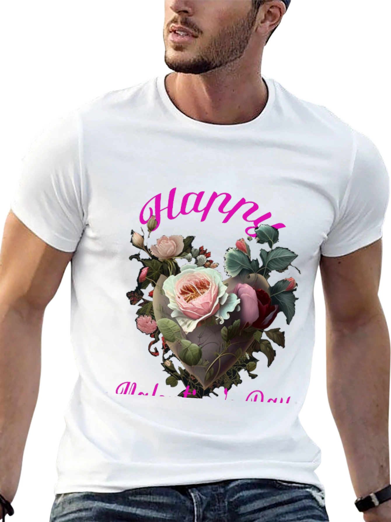 Black Floral Heart Happy Mother's Day T-Shirt view 13