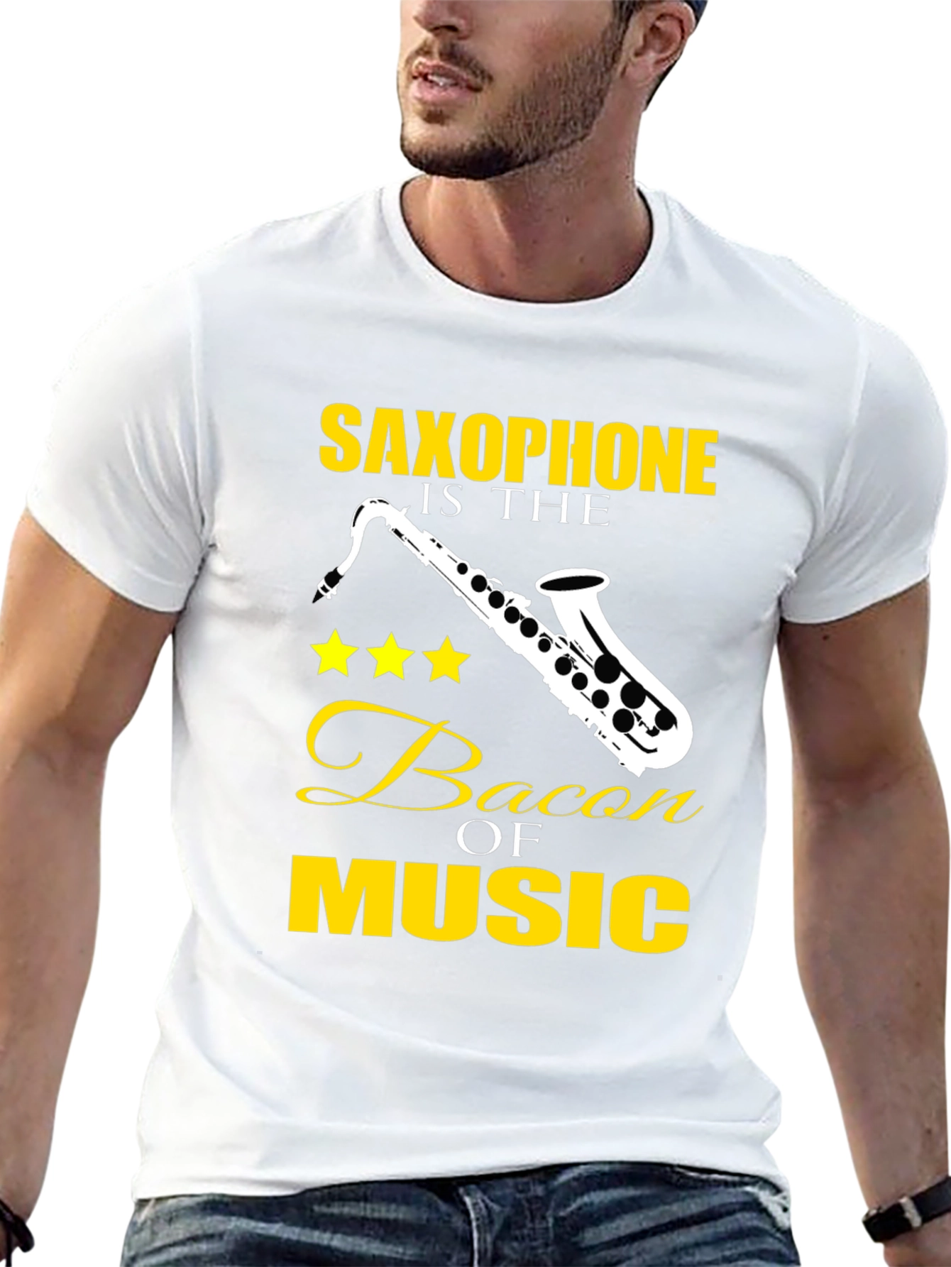 Black Saxophone is the Bacon of Music T-Shirt view 13
