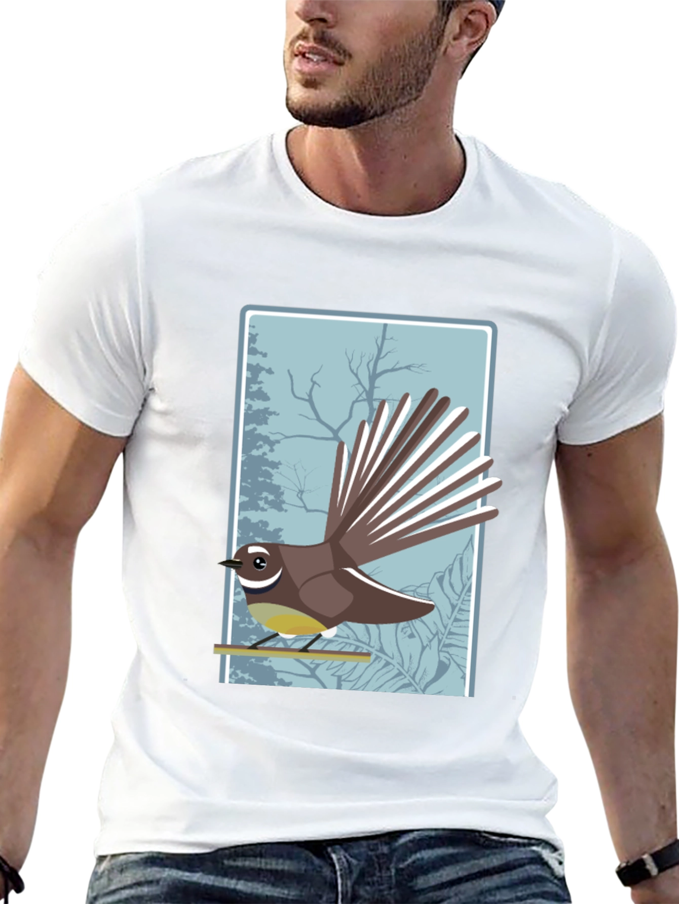 Black Fantail Bird Graphic Tee - Nature Lover Shirt view 13