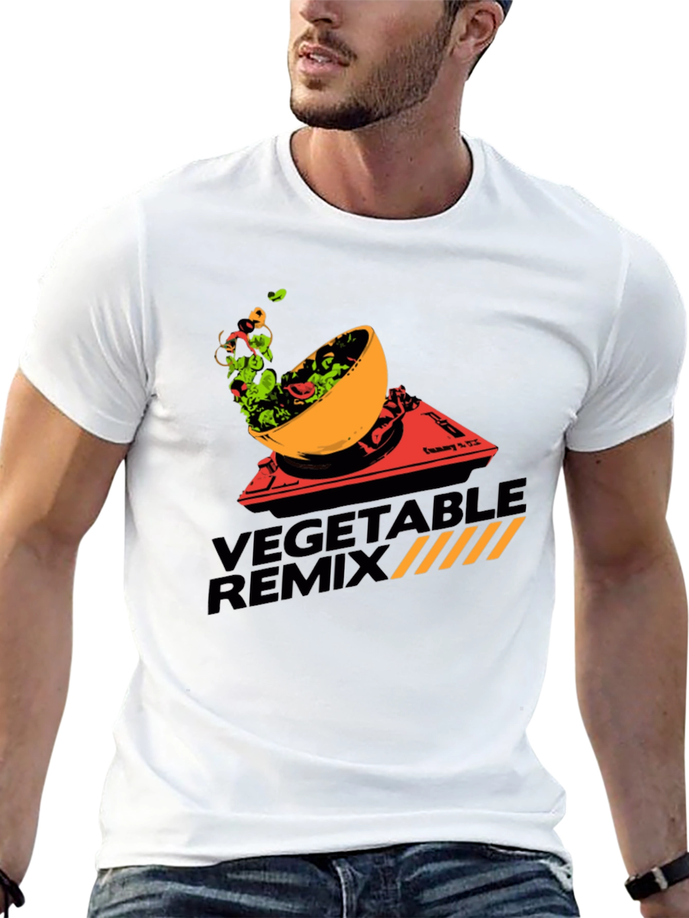 Black Vegetable Remix Graphic T-Shirt - Black Cotton Tee view 13